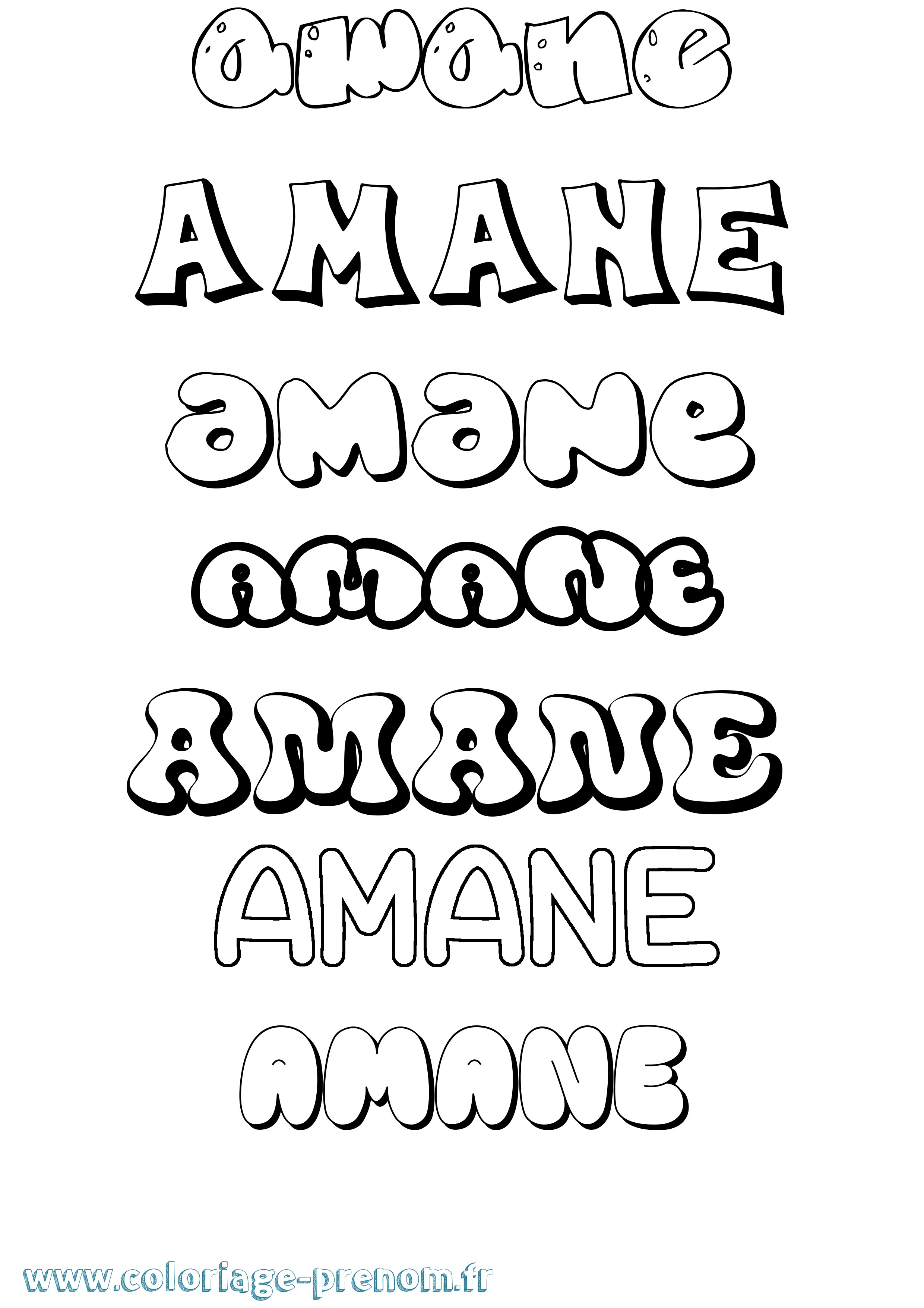 Coloriage prénom Amane Bubble