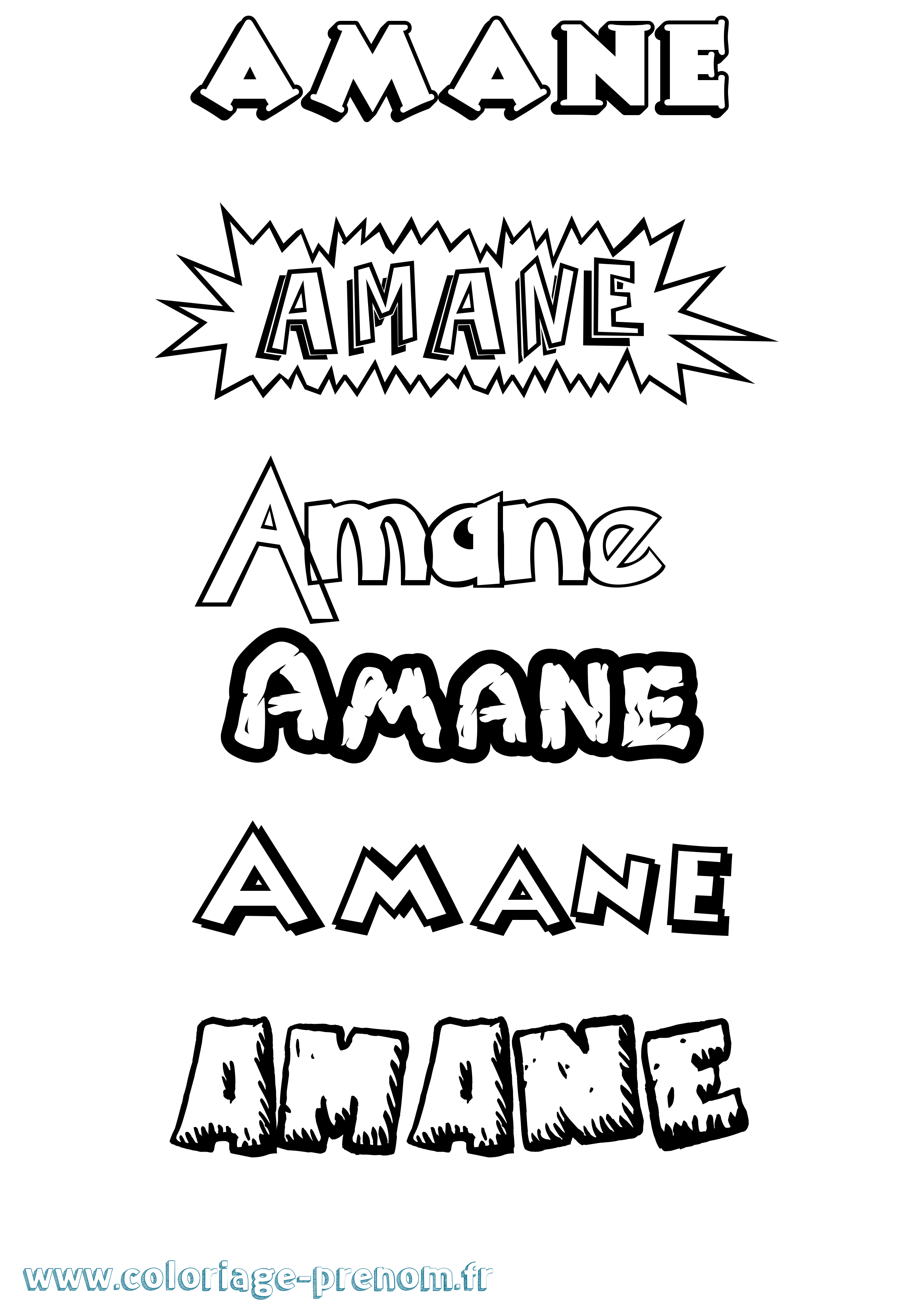 Coloriage prénom Amane Dessin Animé