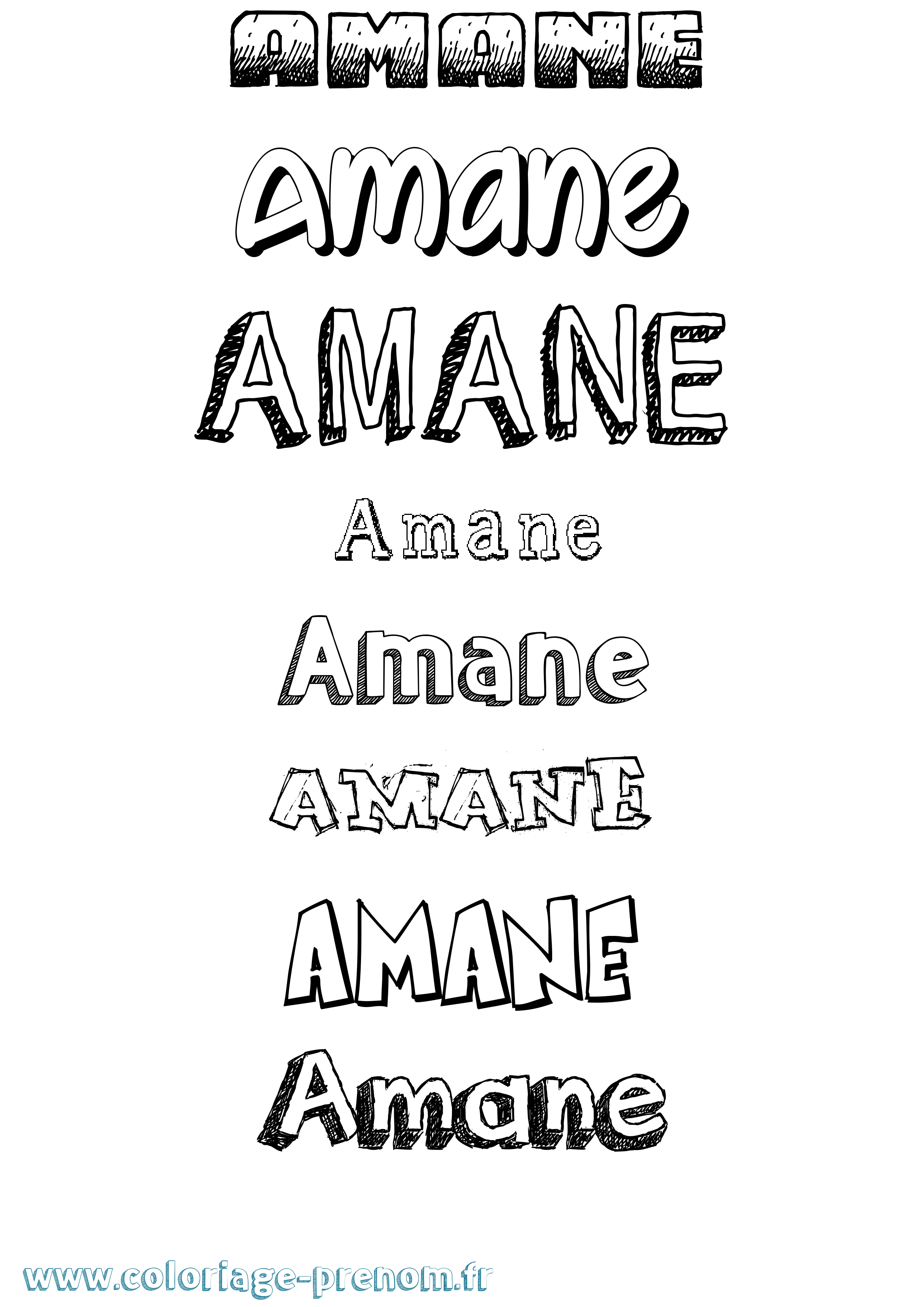 Coloriage prénom Amane Dessiné
