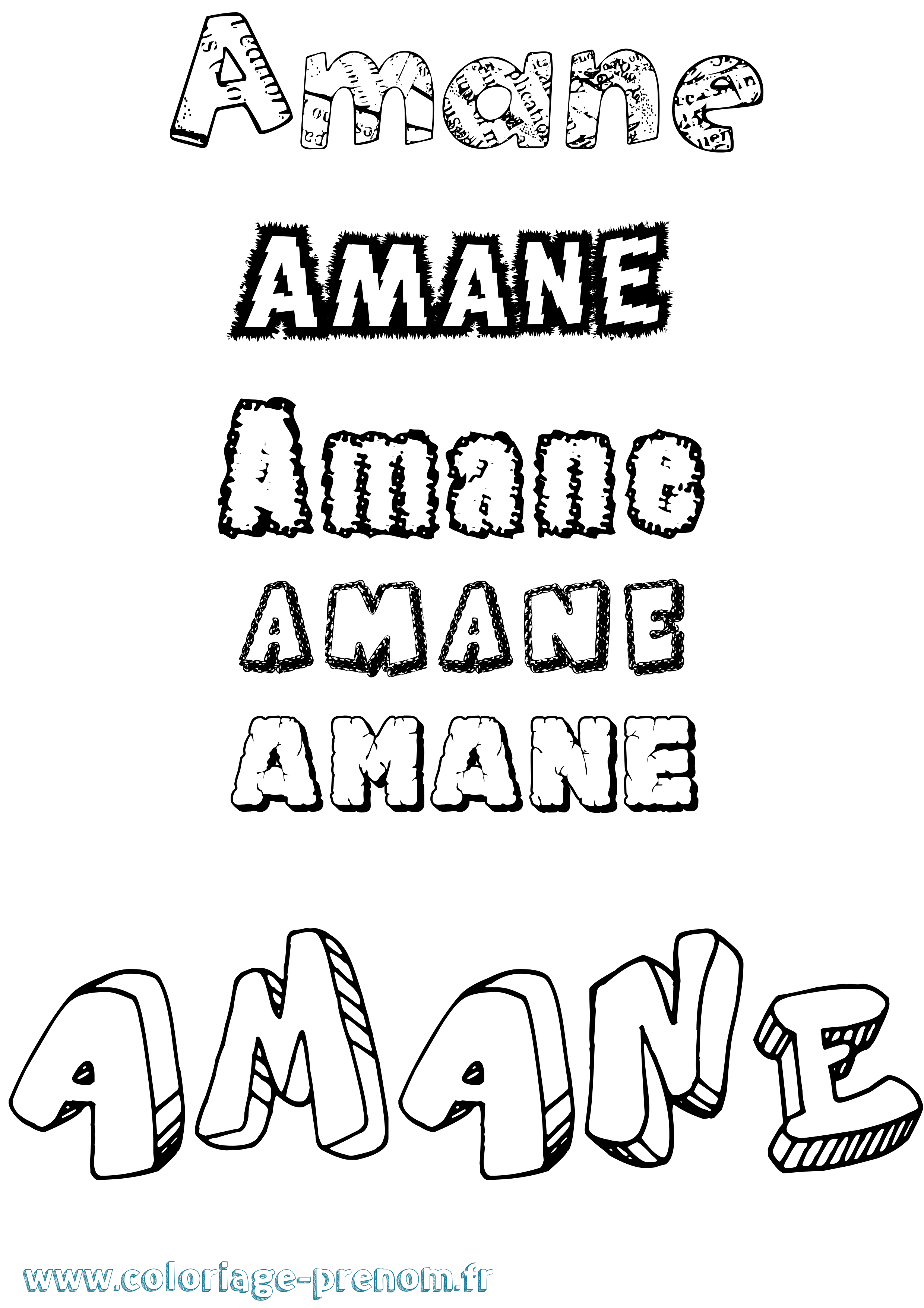 Coloriage prénom Amane Destructuré