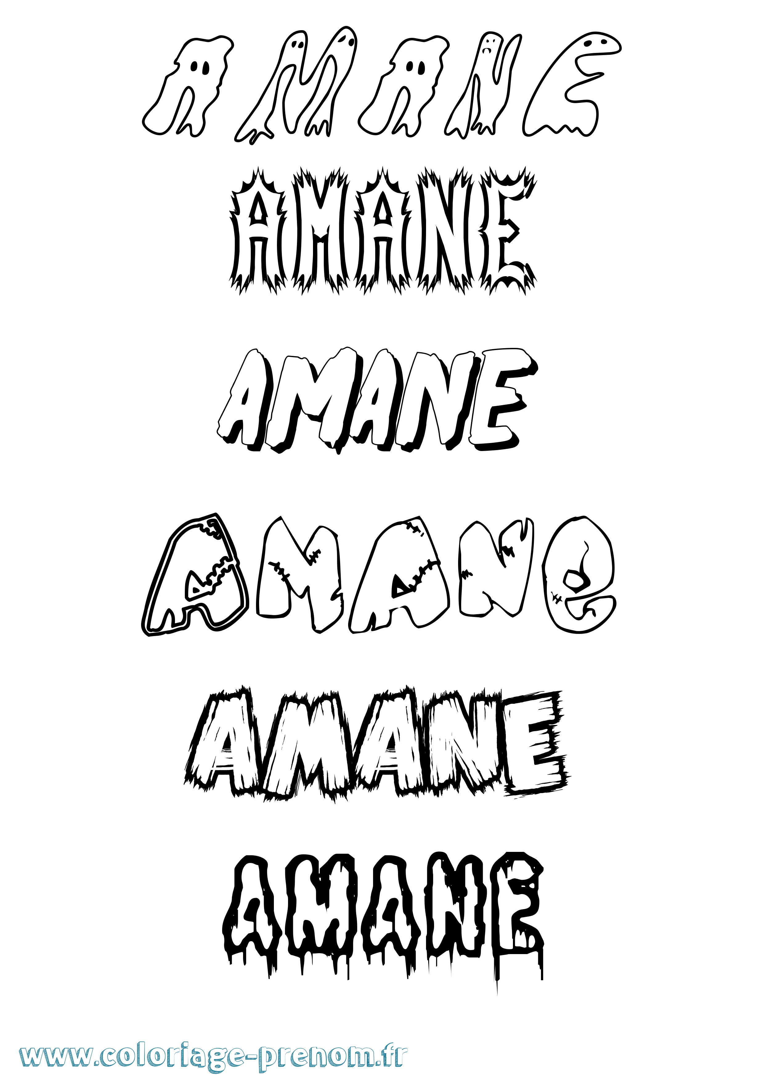Coloriage prénom Amane Frisson
