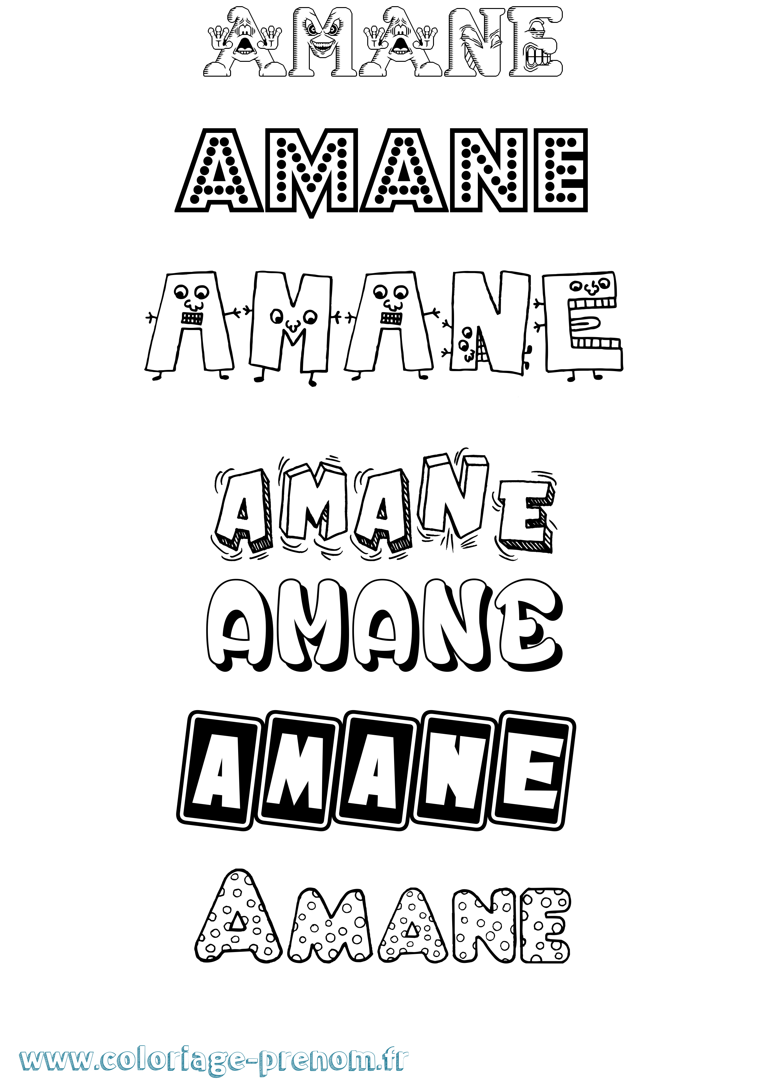Coloriage prénom Amane Fun