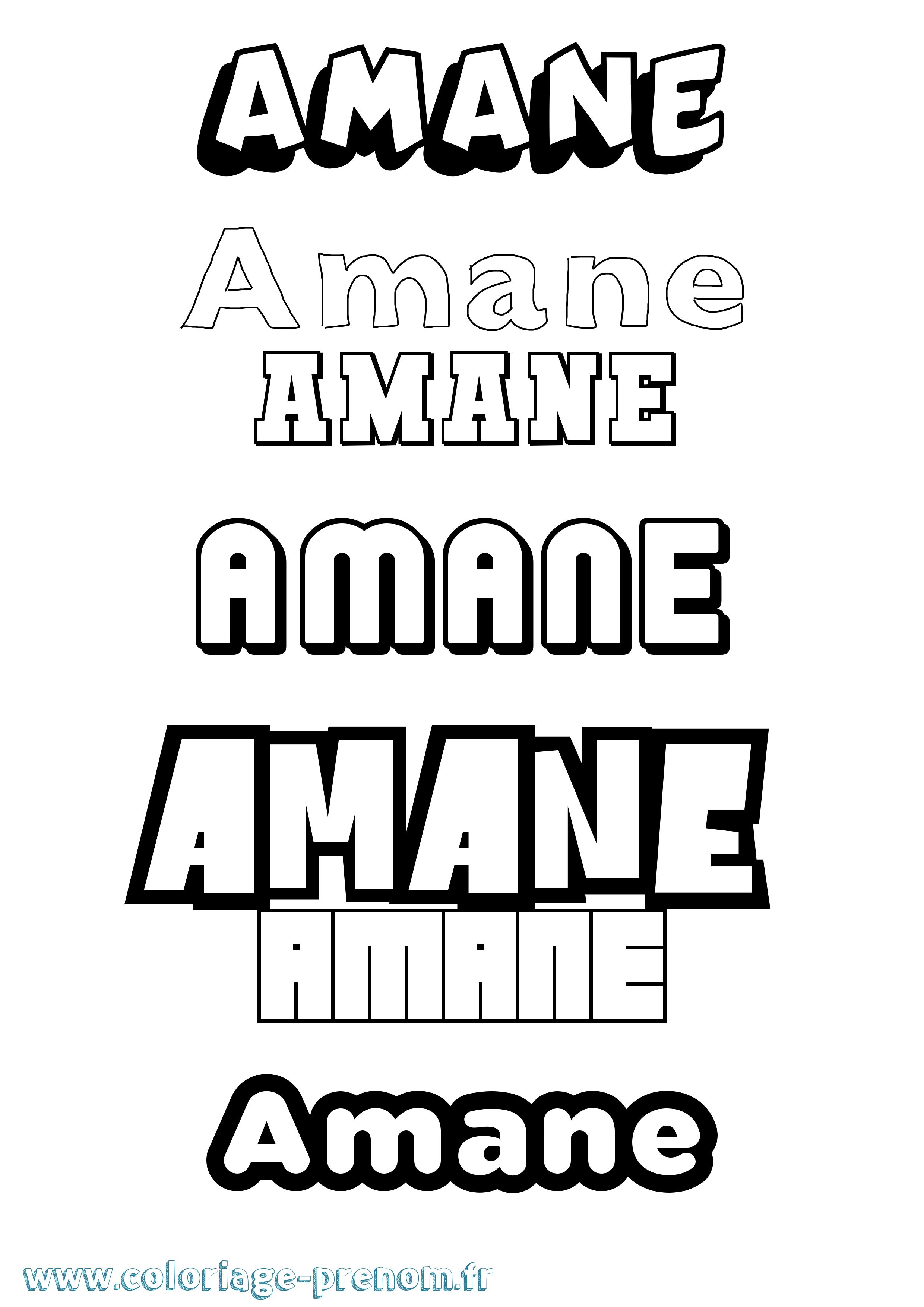 Coloriage prénom Amane Simple