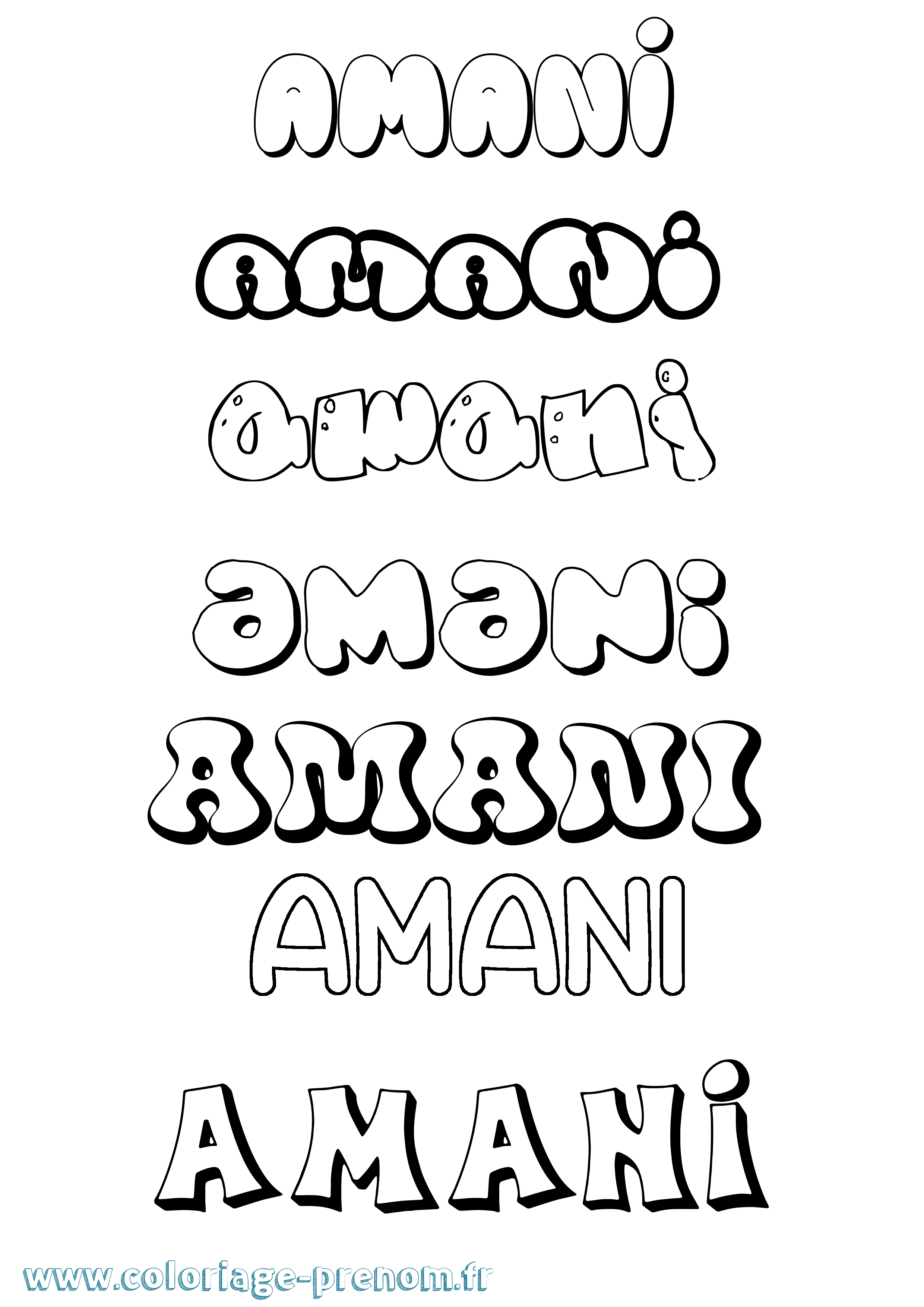 Coloriage prénom Amani
