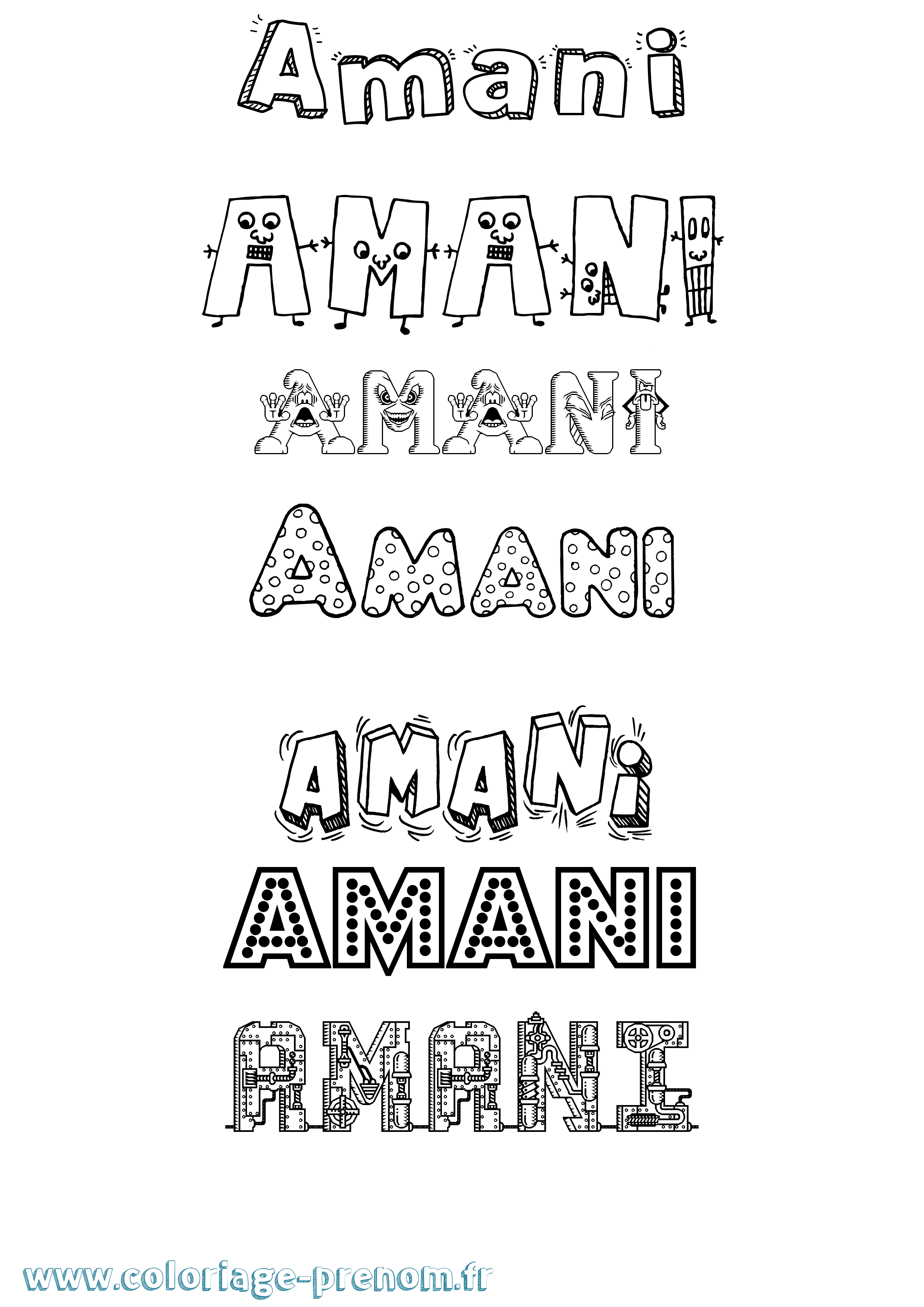 Coloriage prénom Amani