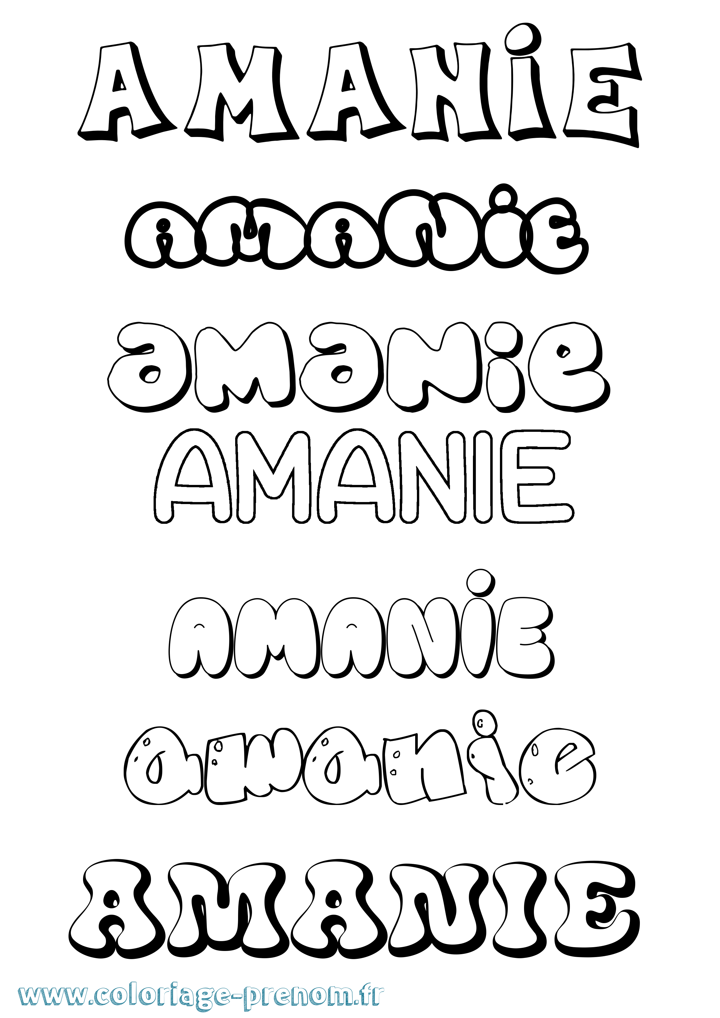 Coloriage prénom Amanie Bubble