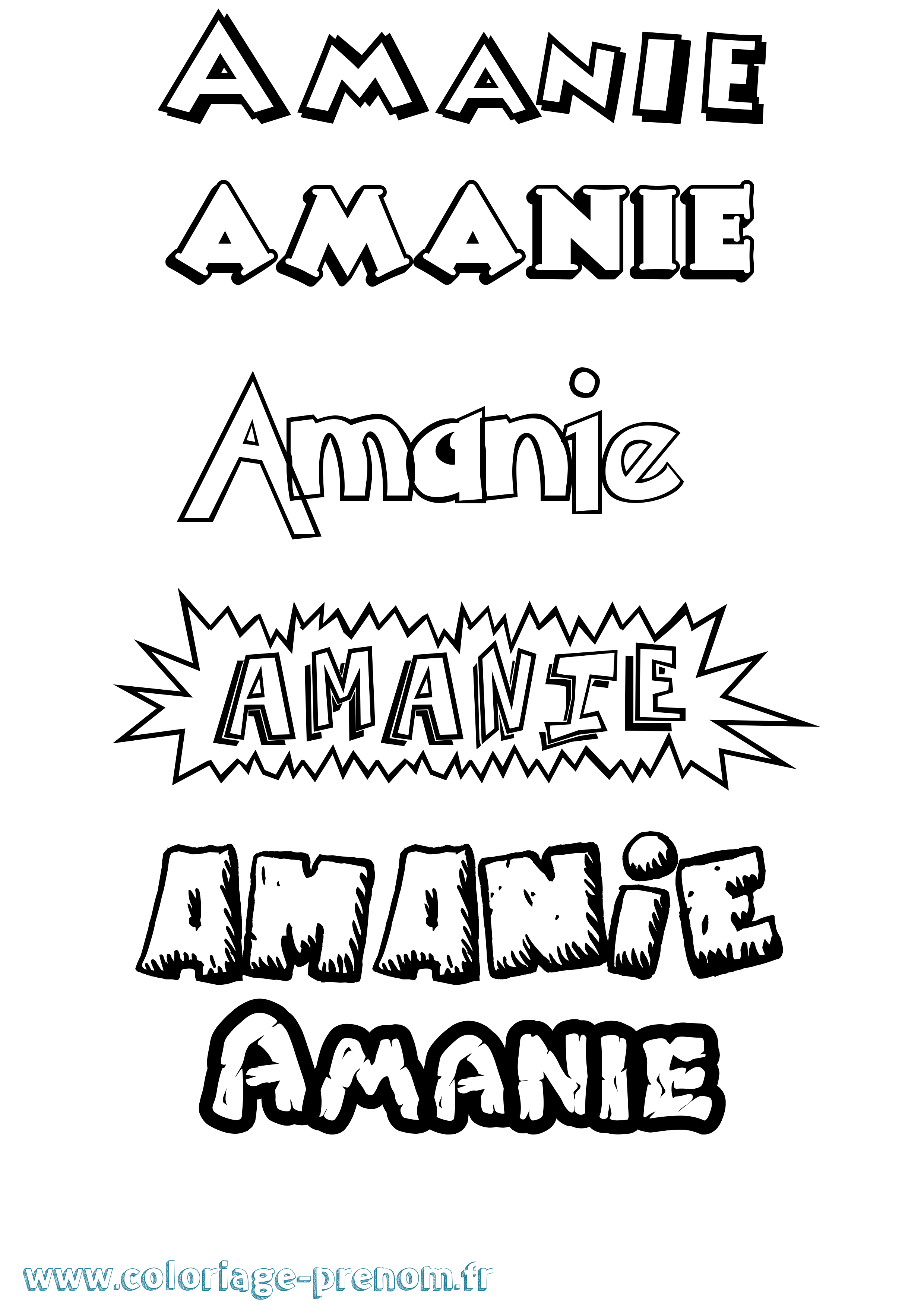 Coloriage prénom Amanie Dessin Animé