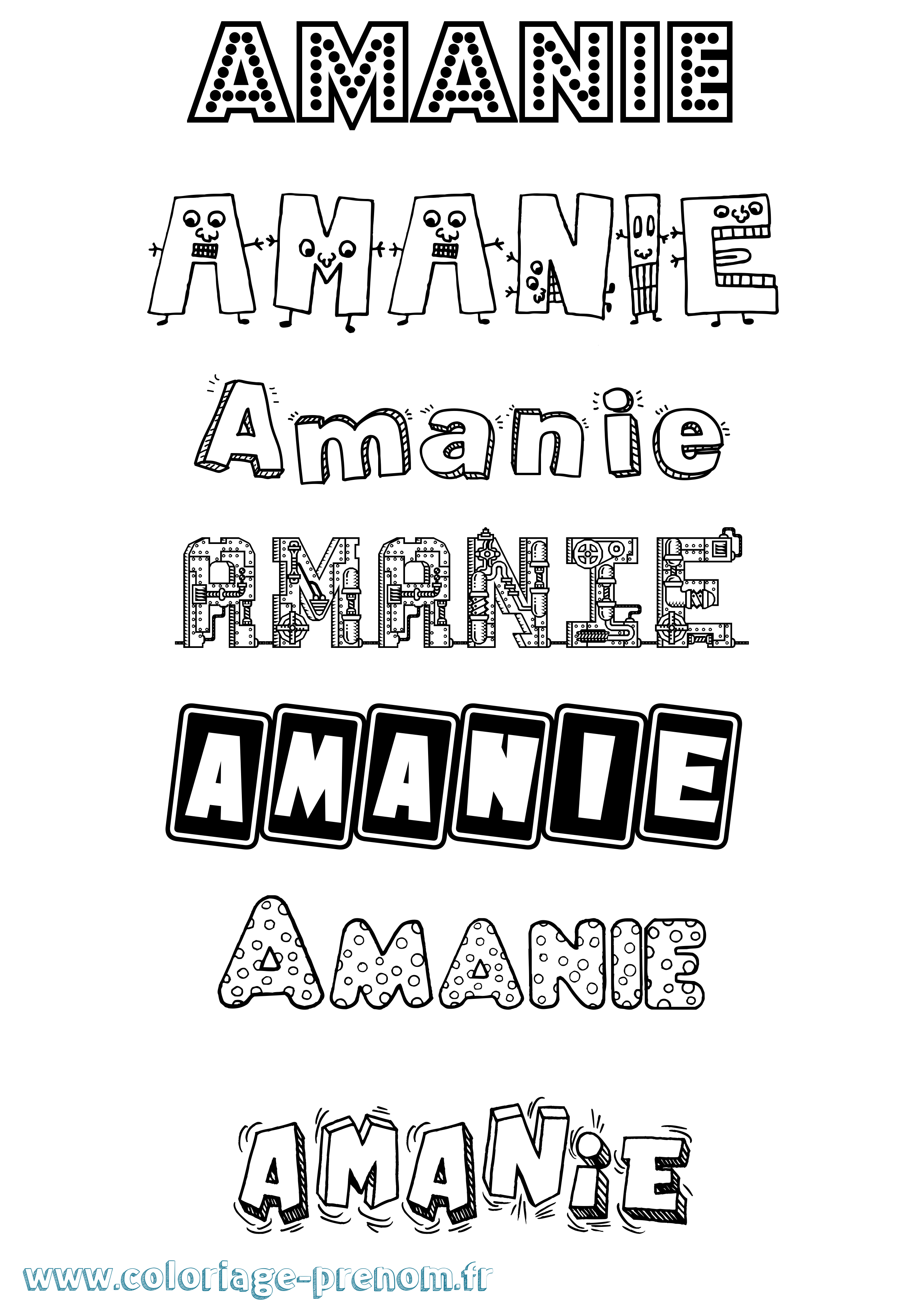 Coloriage prénom Amanie Fun