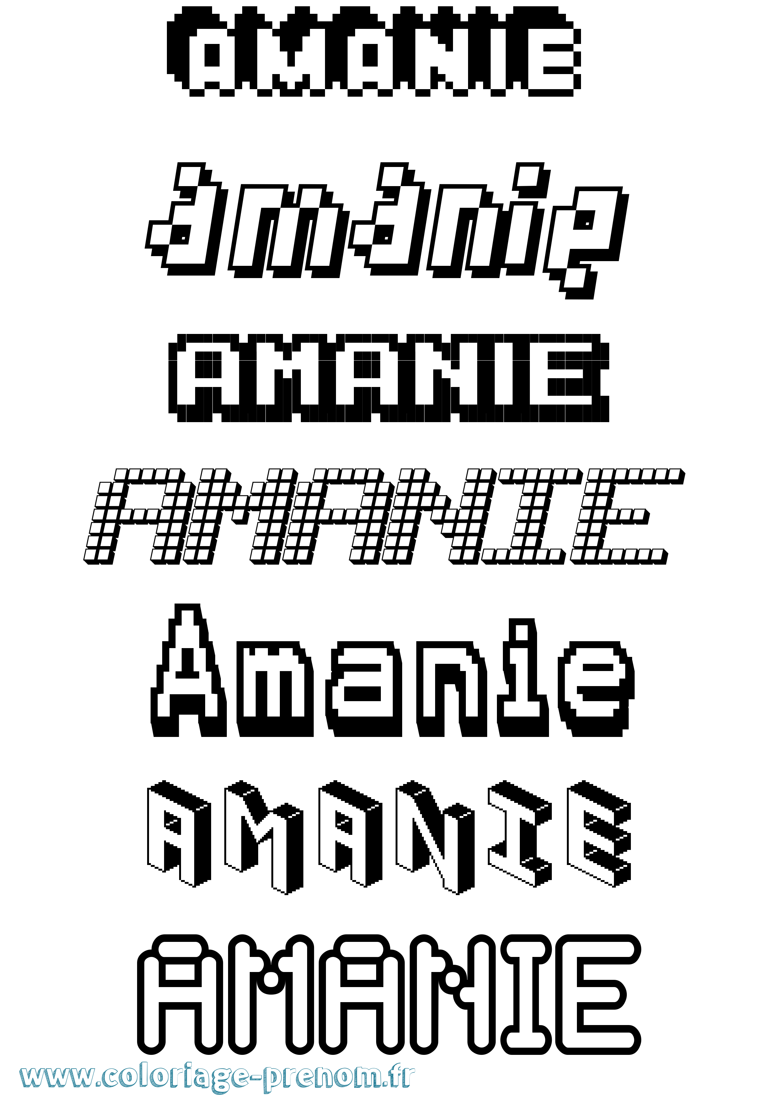 Coloriage prénom Amanie Pixel