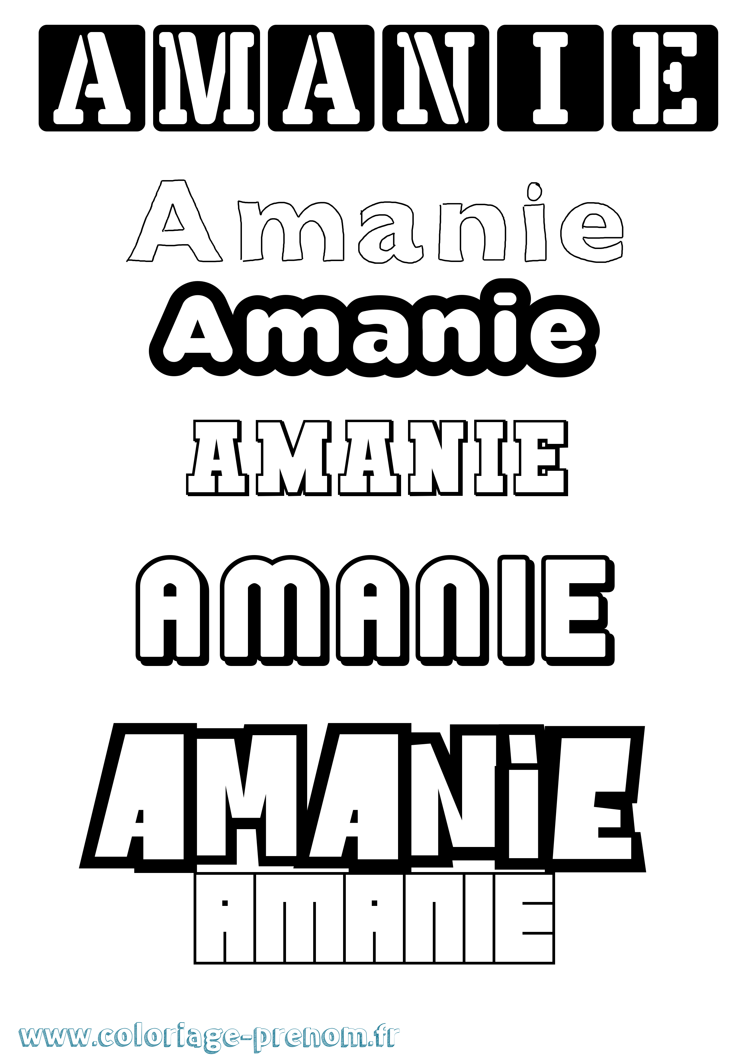Coloriage prénom Amanie Simple