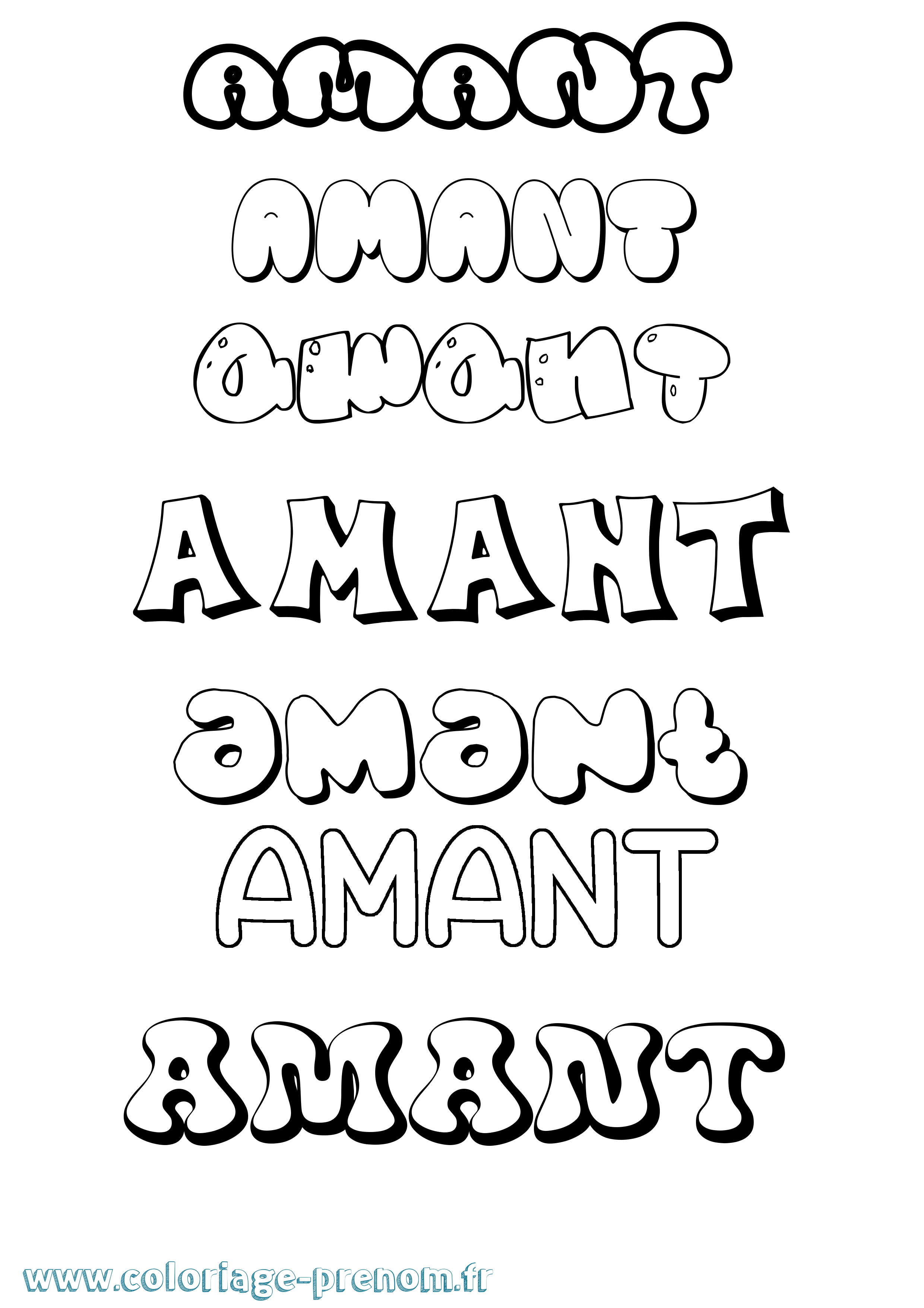 Coloriage Amant Bubble Coloriage prénom Amant Bubble