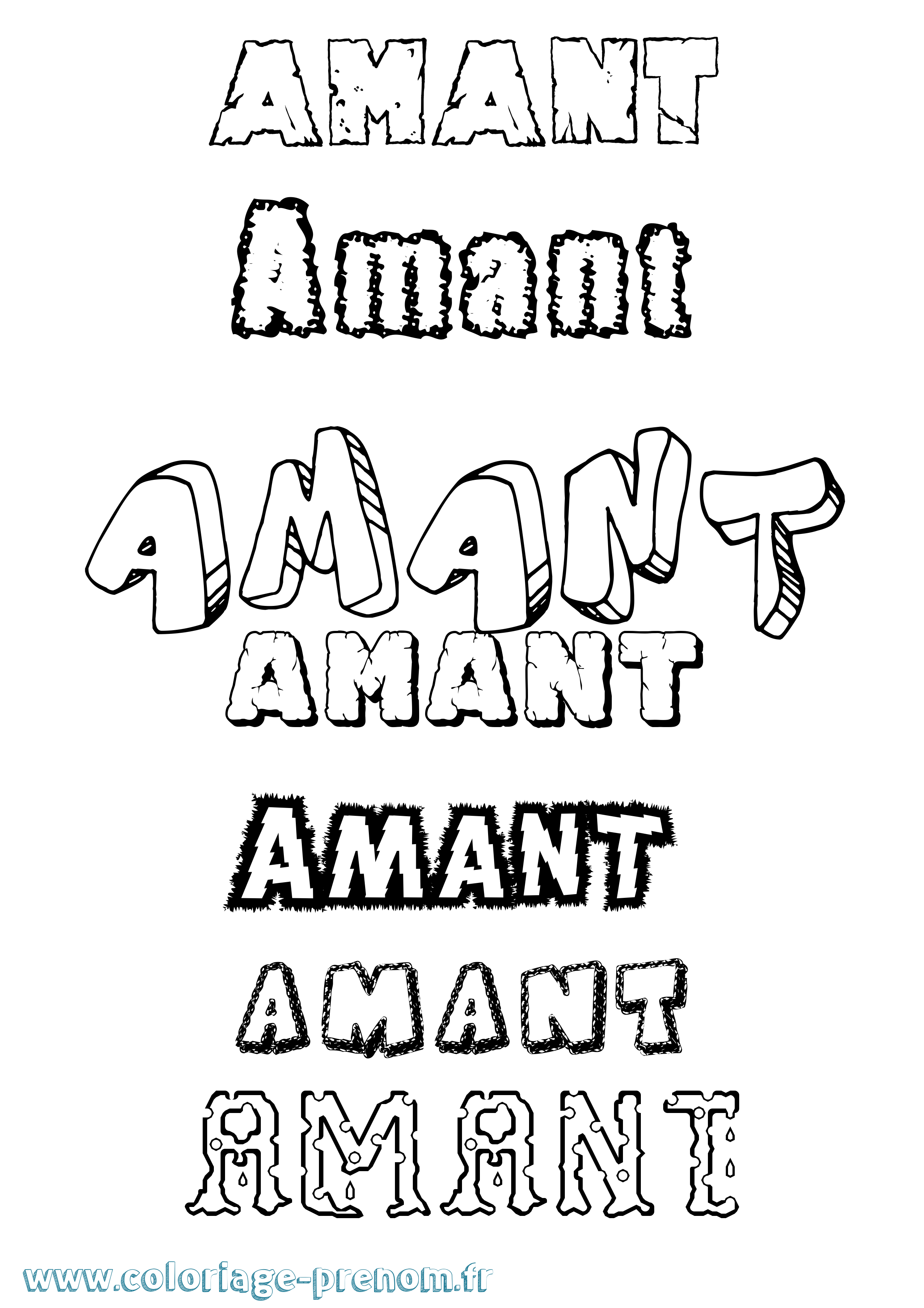 Coloriage Amant Destructuré Coloriage prénom Amant Destructuré