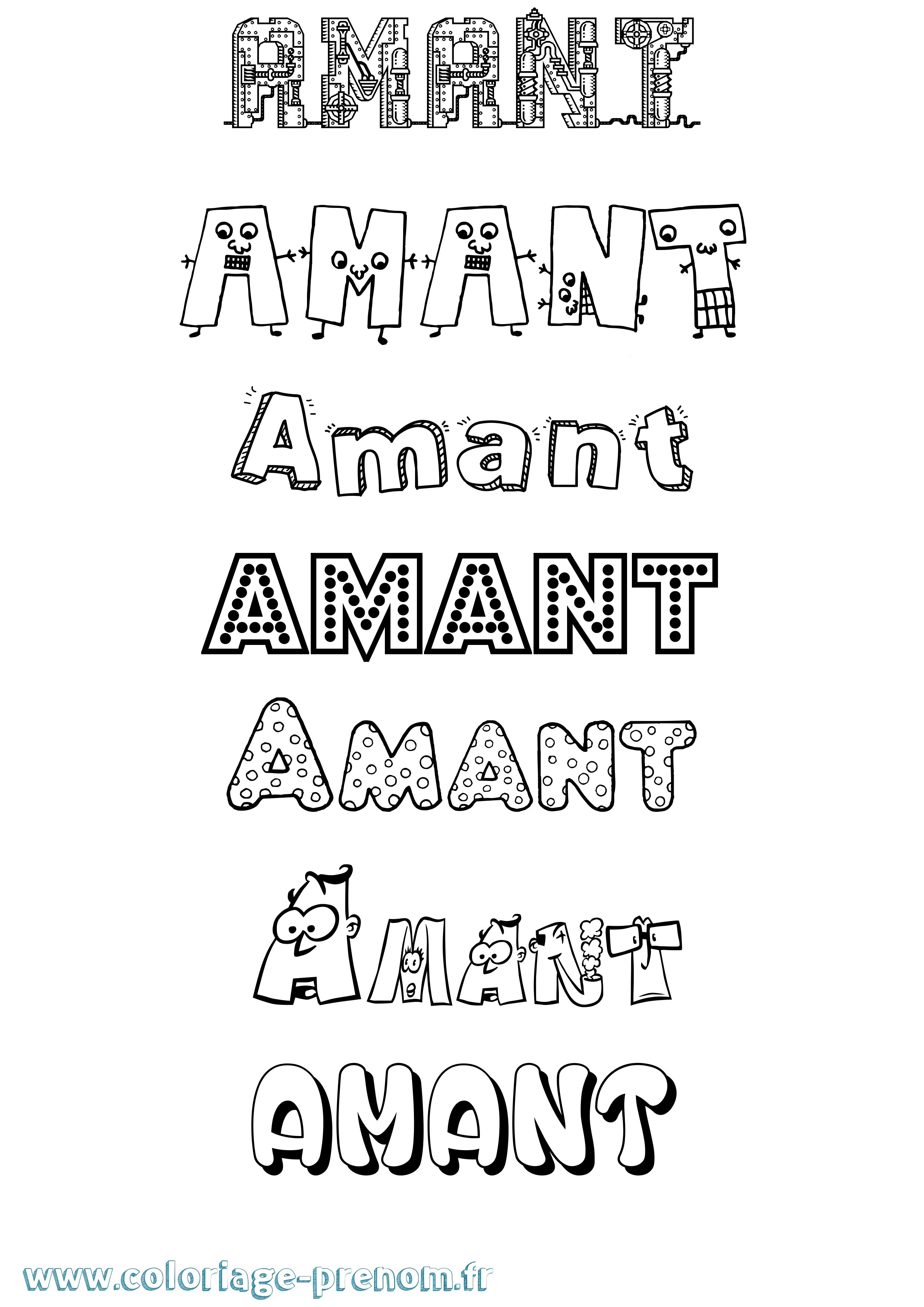 Coloriage Amant Fun Coloriage prénom Amant Fun