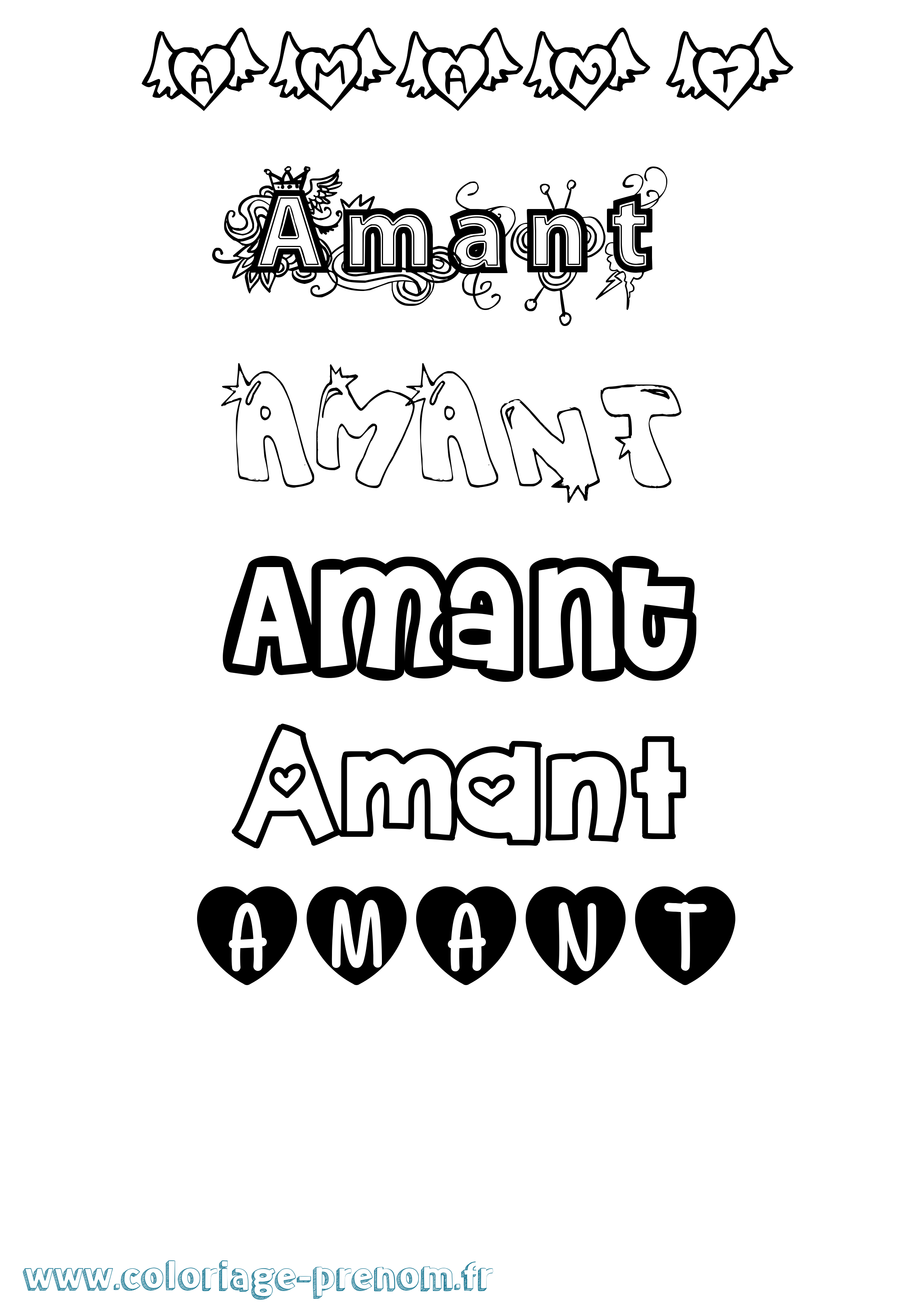 Coloriage Amant Girly Coloriage prénom Amant Girly