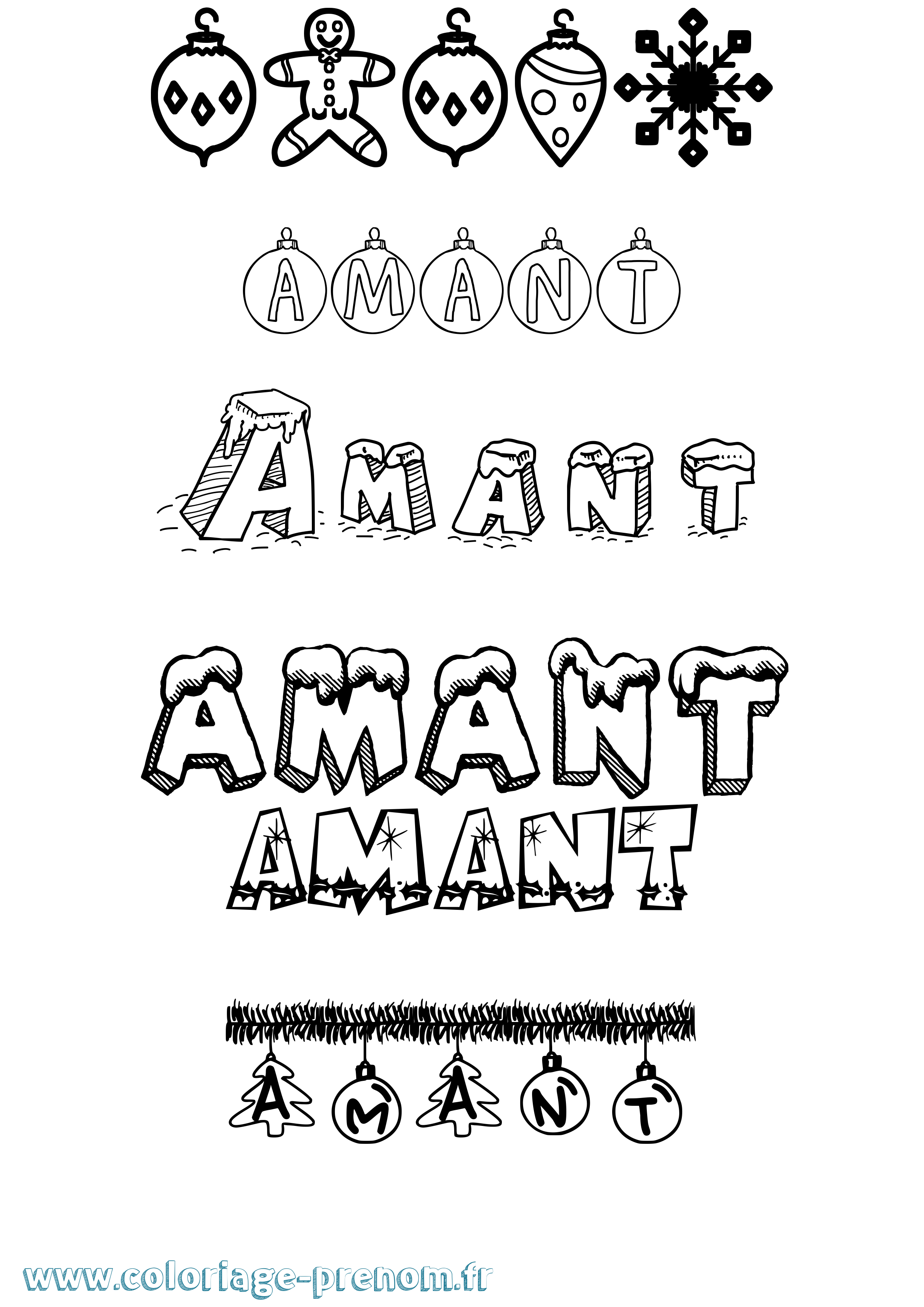 Coloriage Amant Noël Coloriage prénom Amant Noël