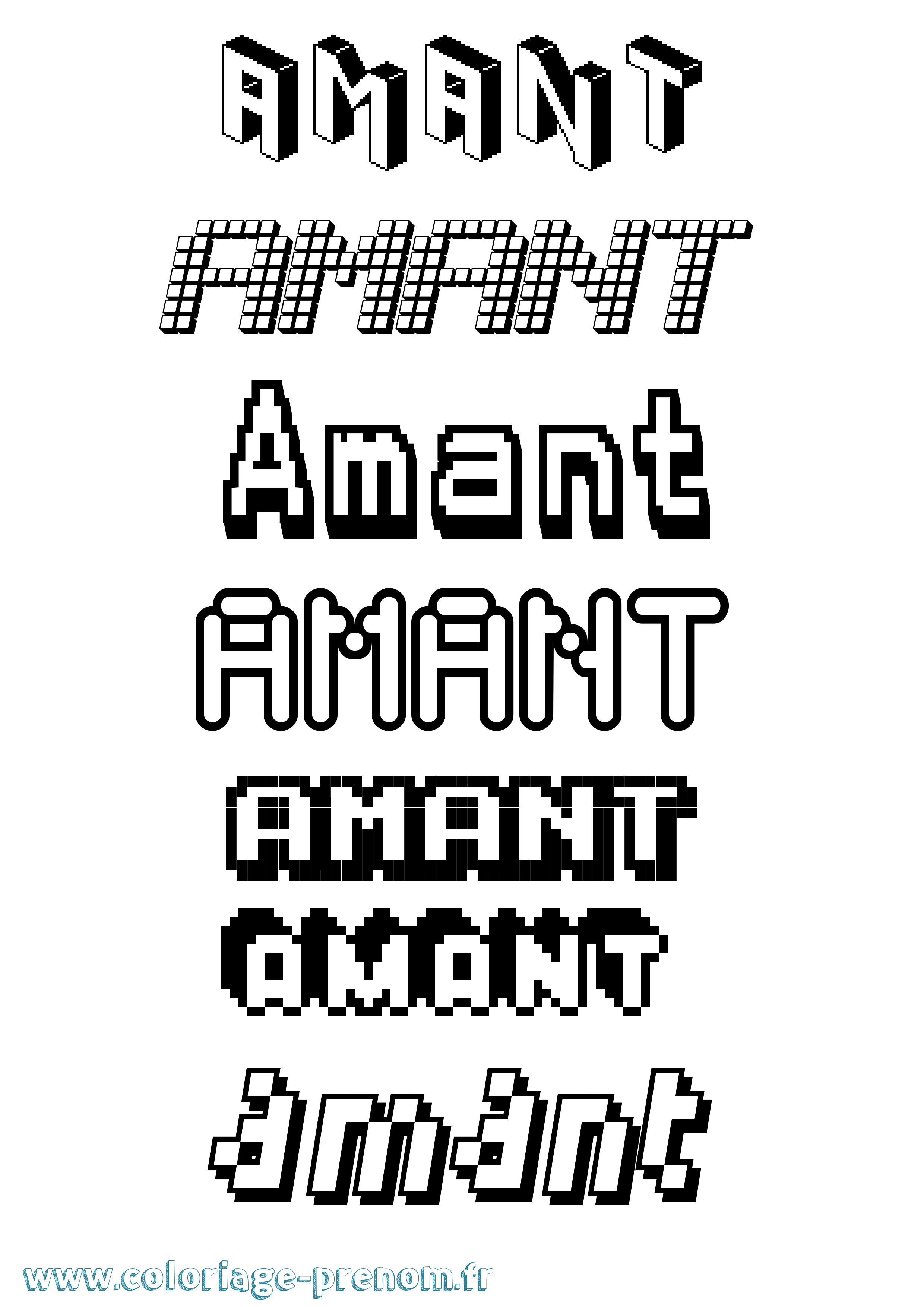 Coloriage prénom Amant Pixel