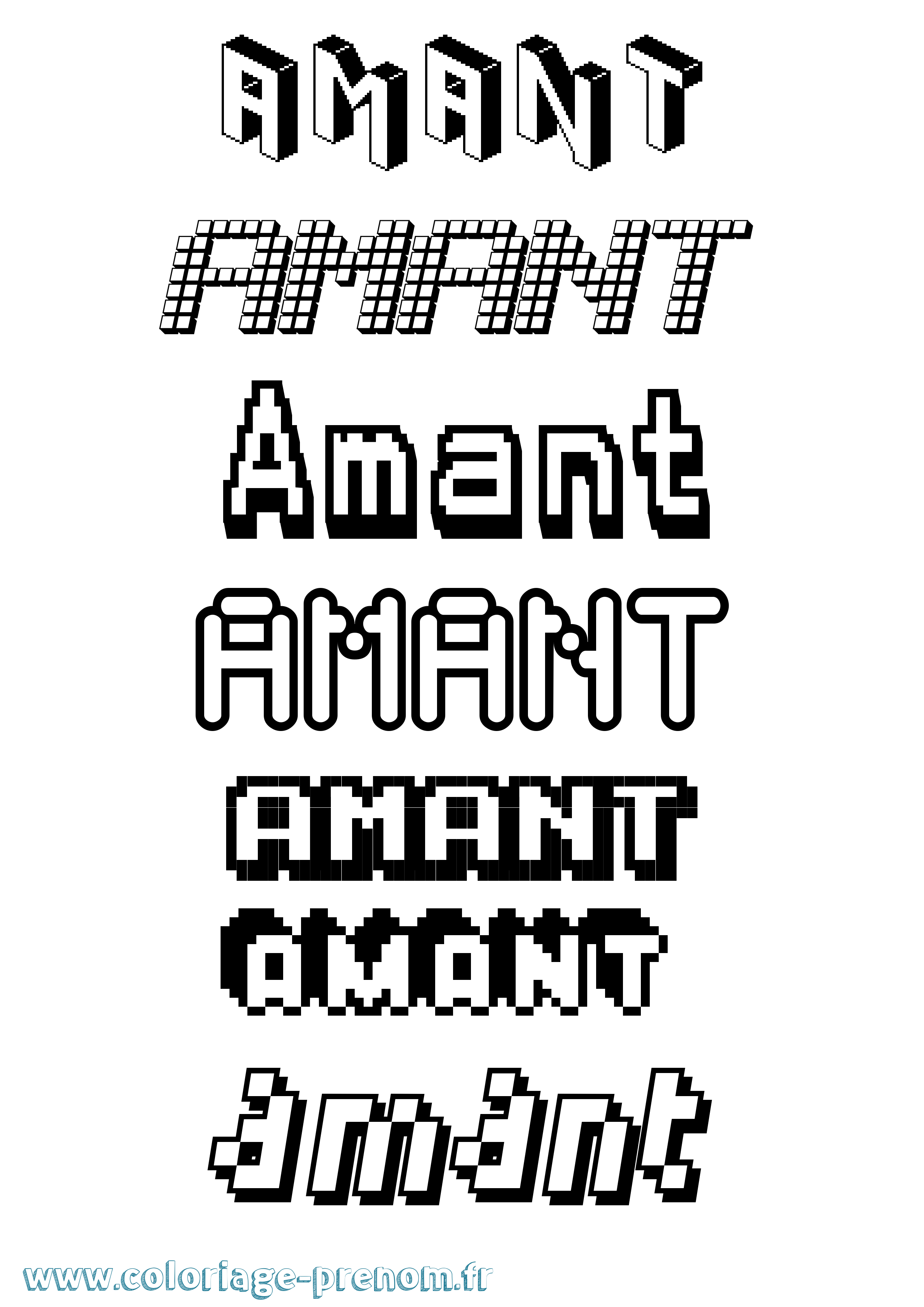 Coloriage Amant Pixel Coloriage prénom Amant Pixel