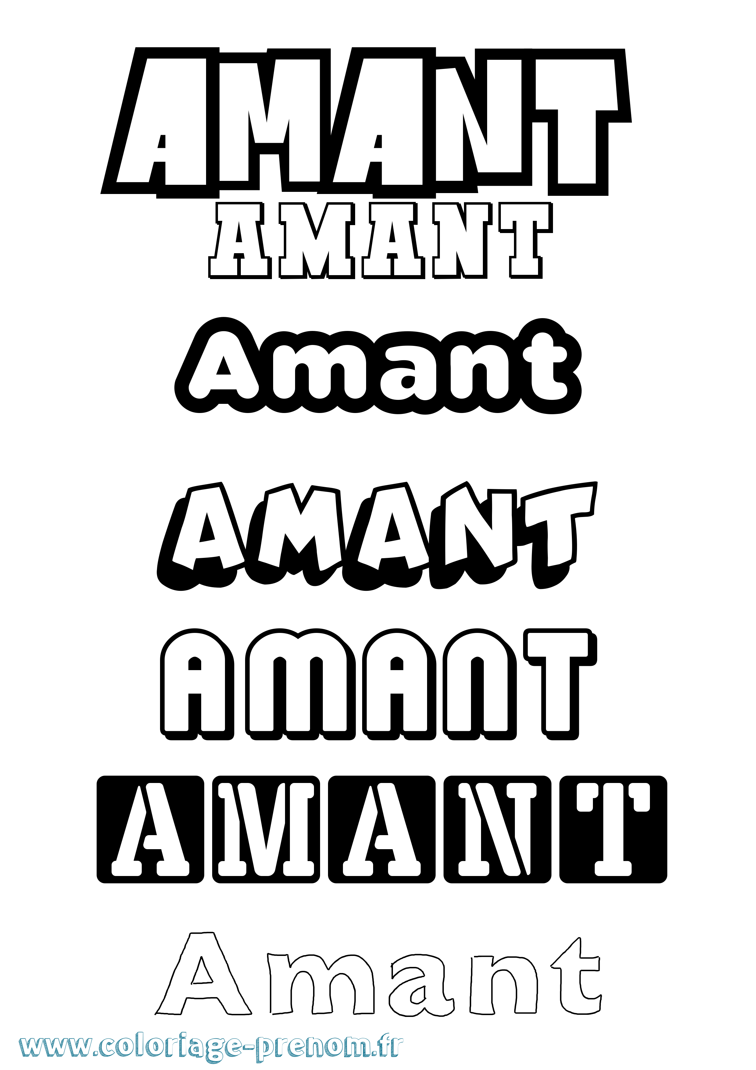 Coloriage Amant Simple Coloriage prénom Amant Simple