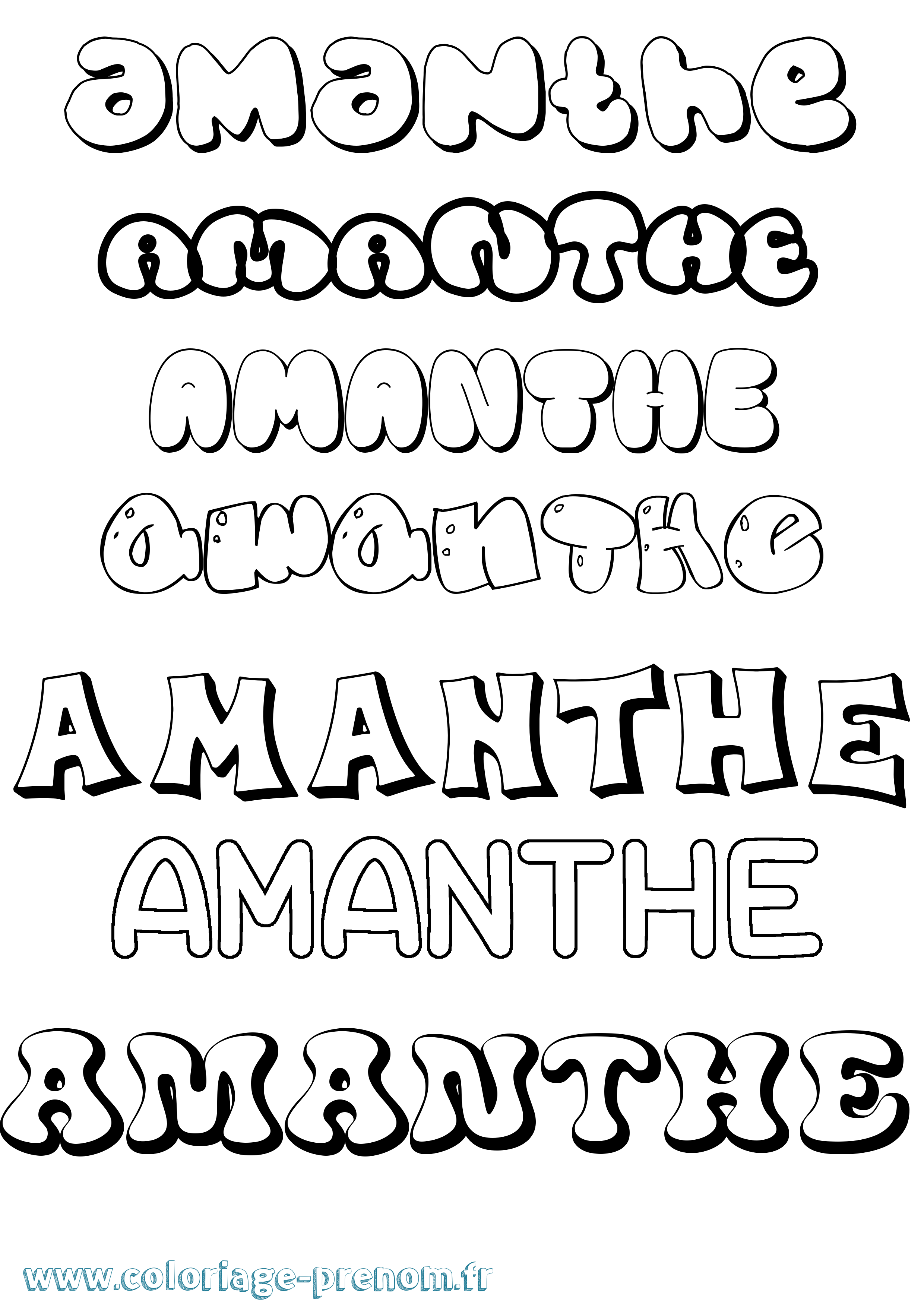 Coloriage Amanthe Bubble Coloriage prénom Amanthe Bubble