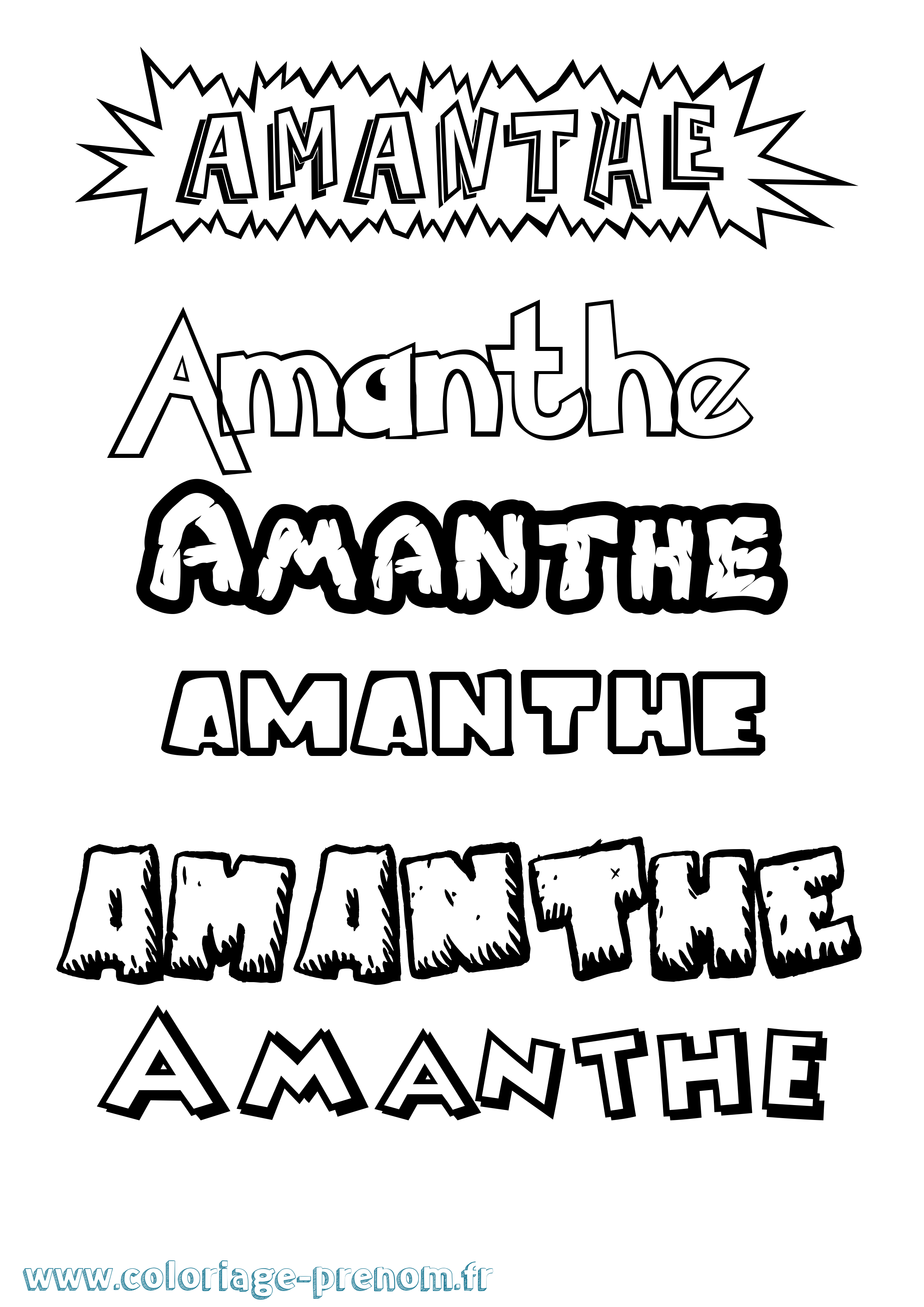 Coloriage Amanthe Dessin Animé Coloriage prénom Amanthe Dessin Animé