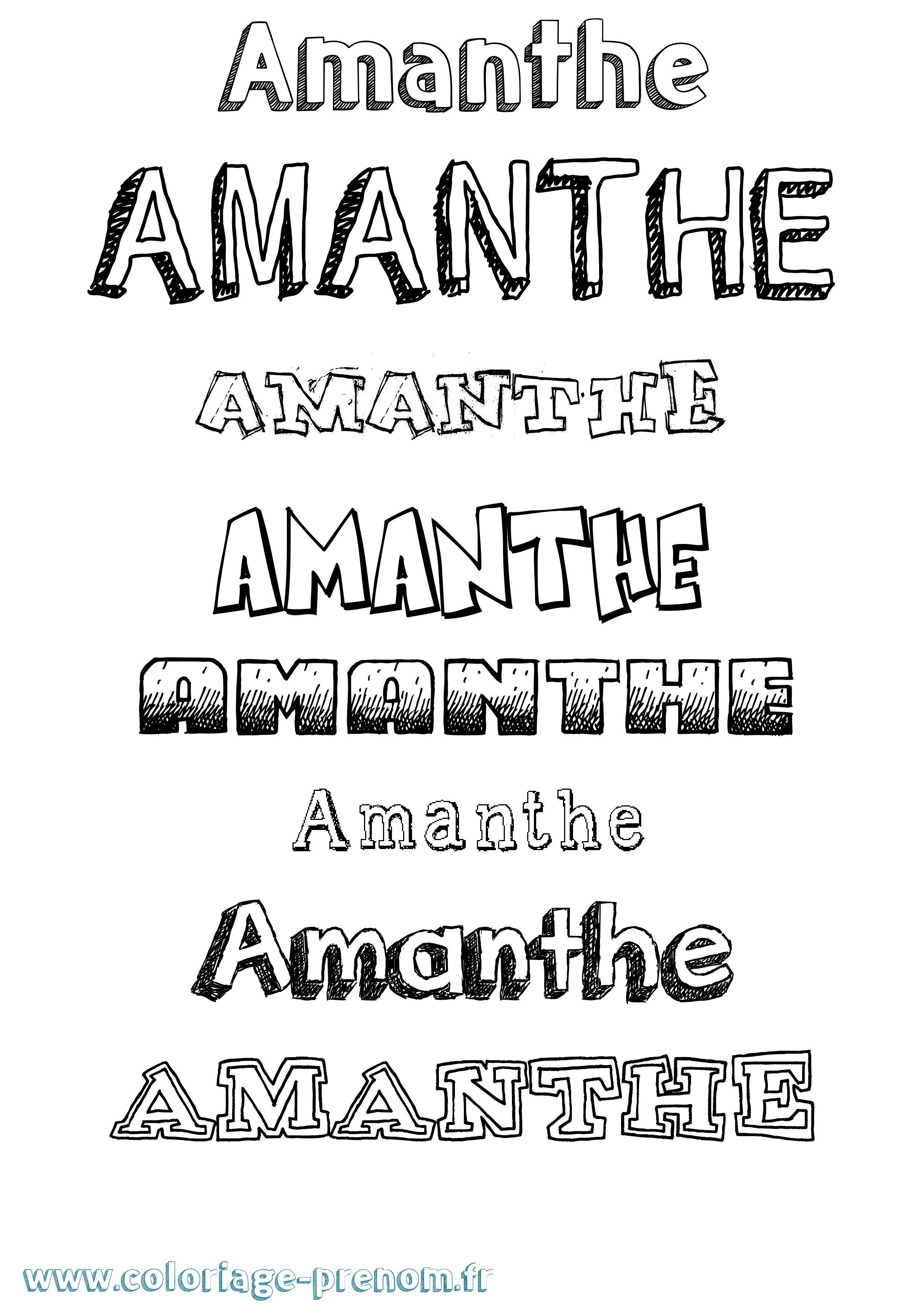 Coloriage Amanthe Dessiné Coloriage prénom Amanthe Dessiné