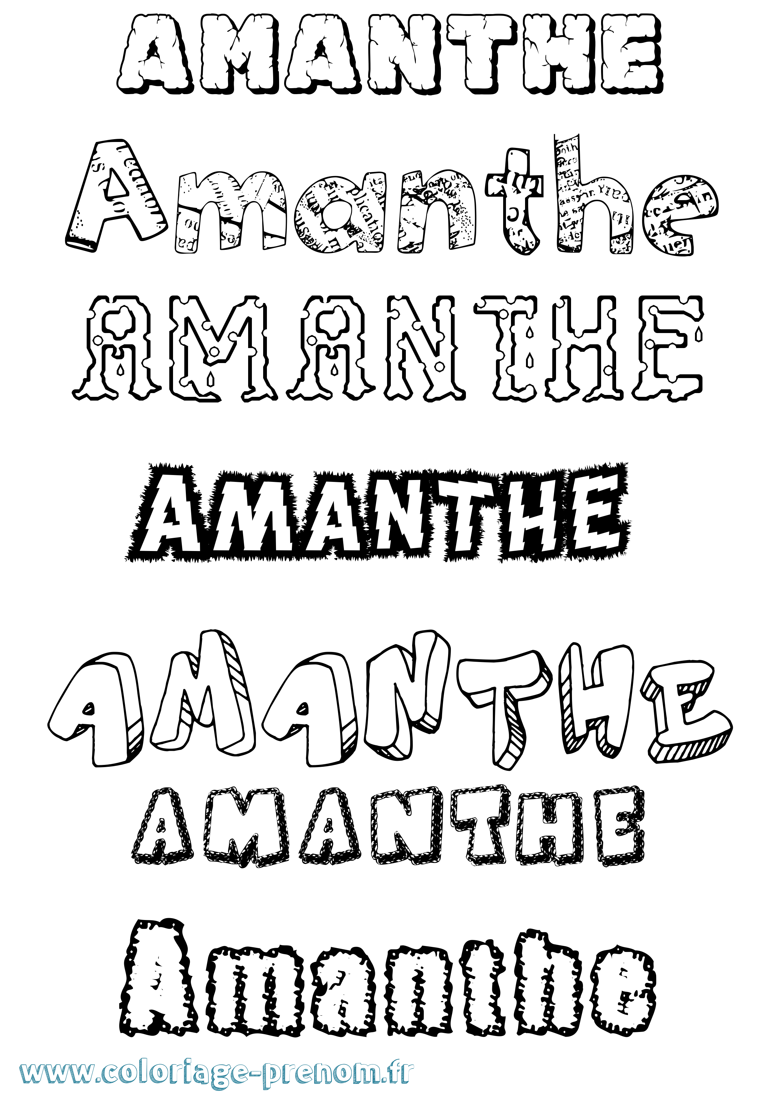 Coloriage Amanthe Destructuré Coloriage prénom Amanthe Destructuré