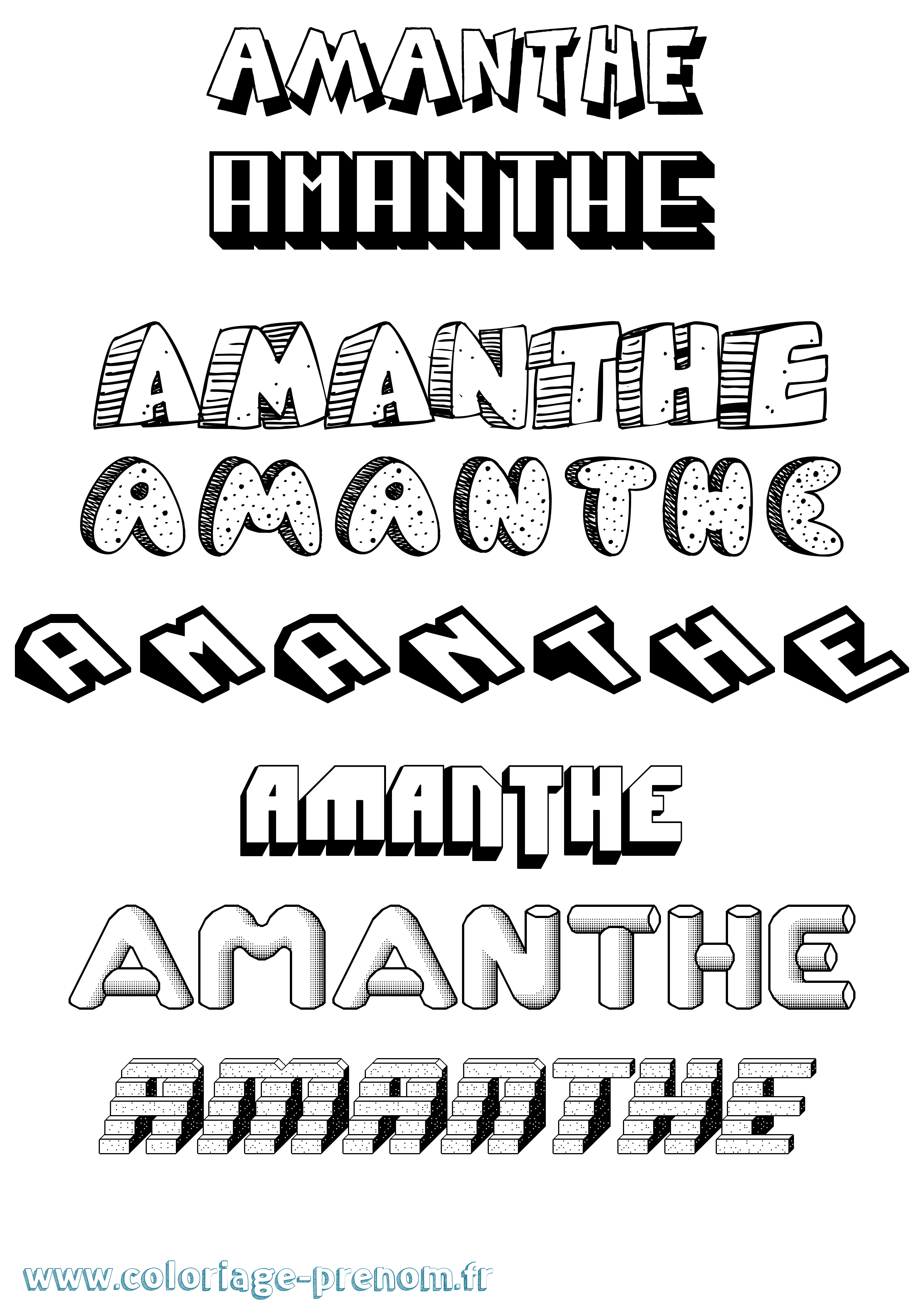 Coloriage Amanthe Effet 3D Coloriage prénom Amanthe Effet 3D