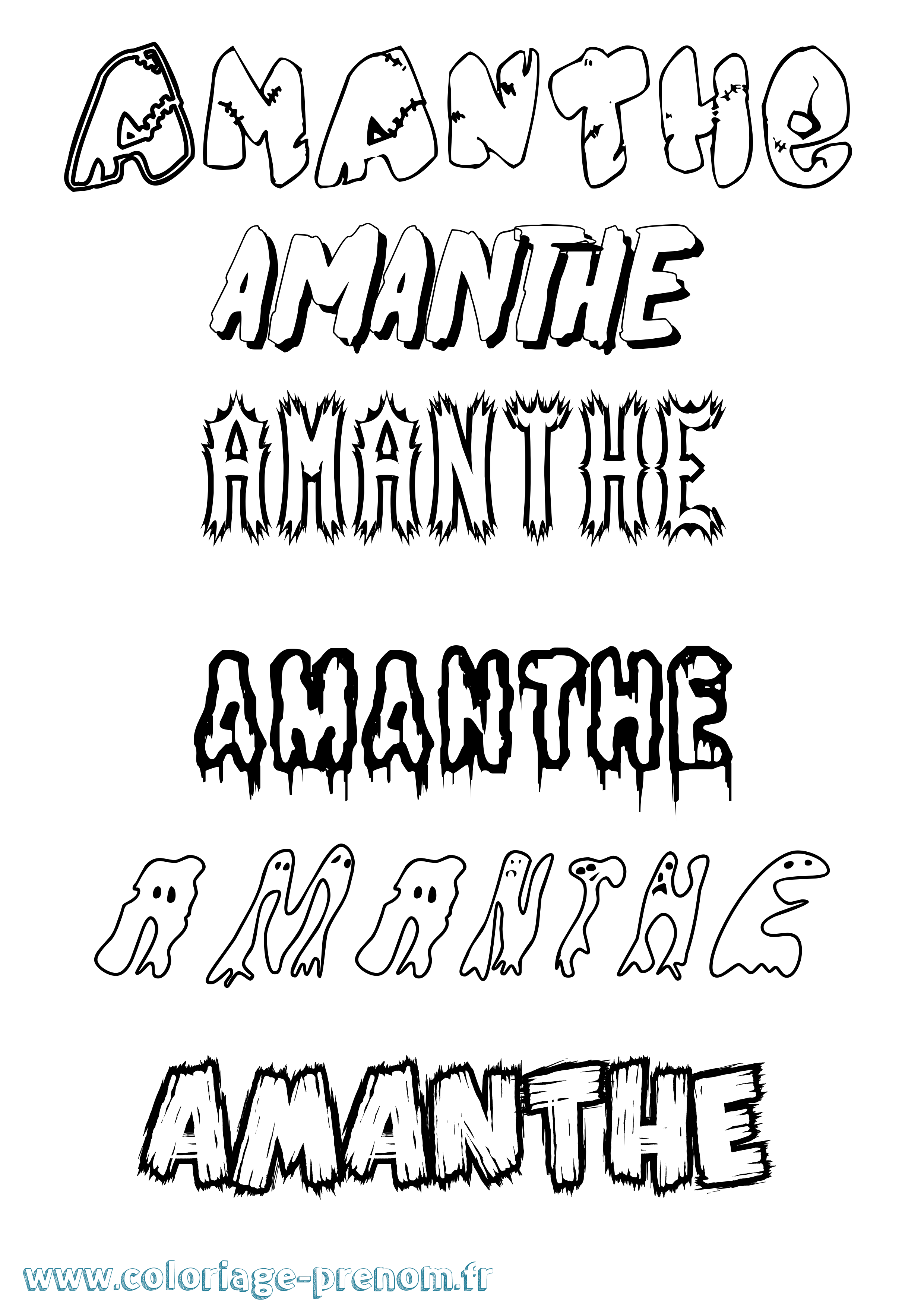 Coloriage Amanthe Frisson Coloriage prénom Amanthe Frisson