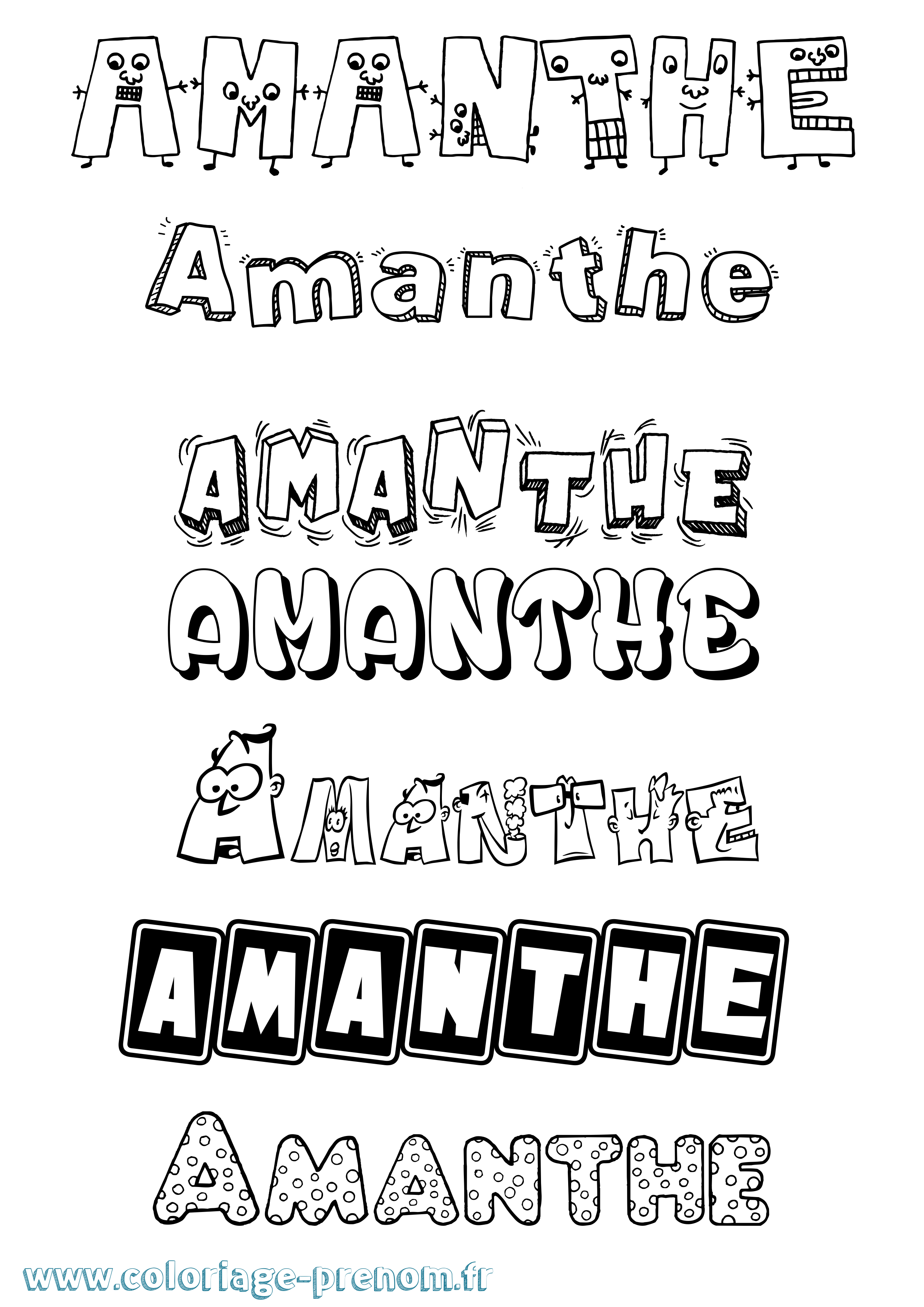 Coloriage prénom Amanthe Fun