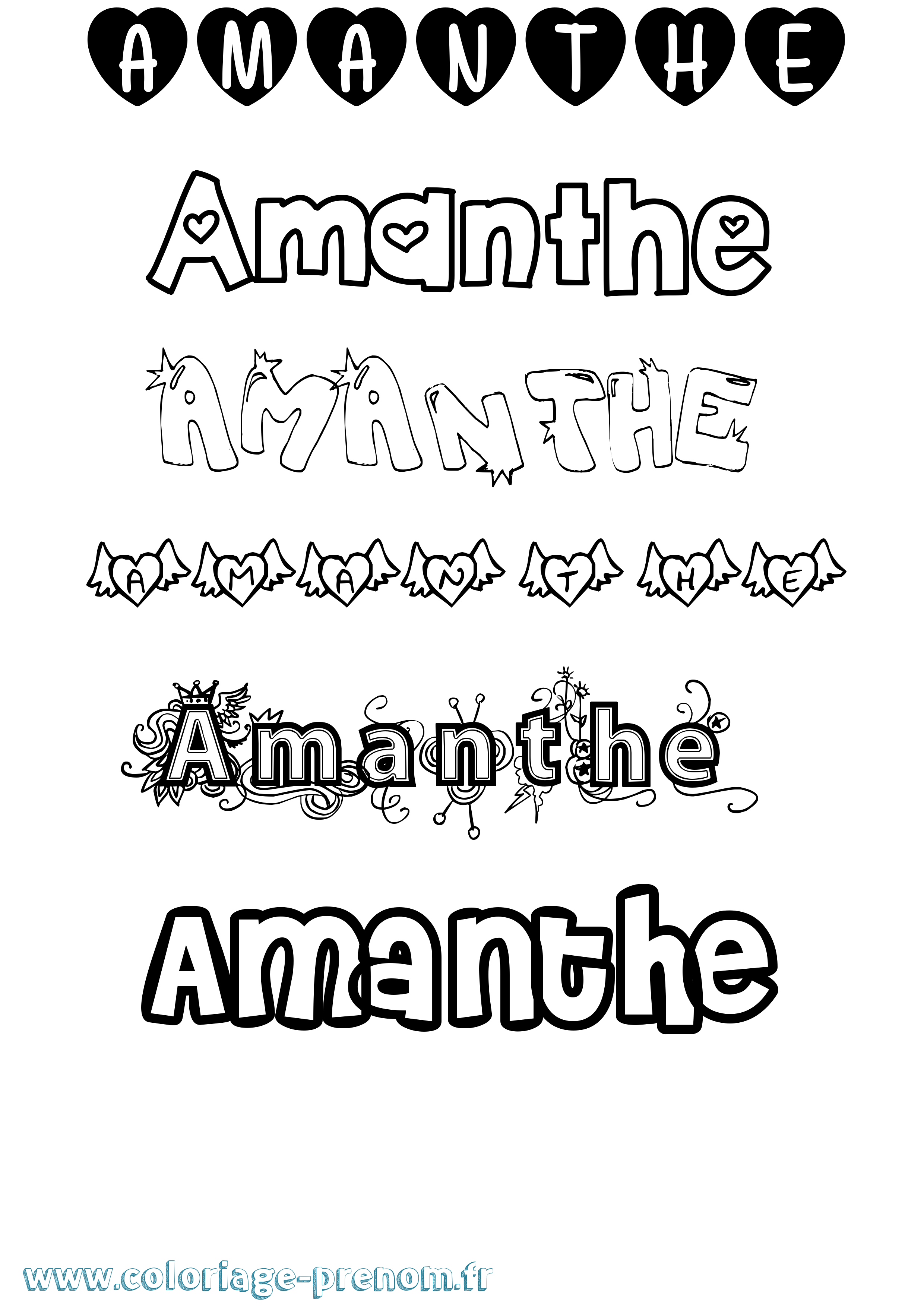 Coloriage prénom Amanthe Girly