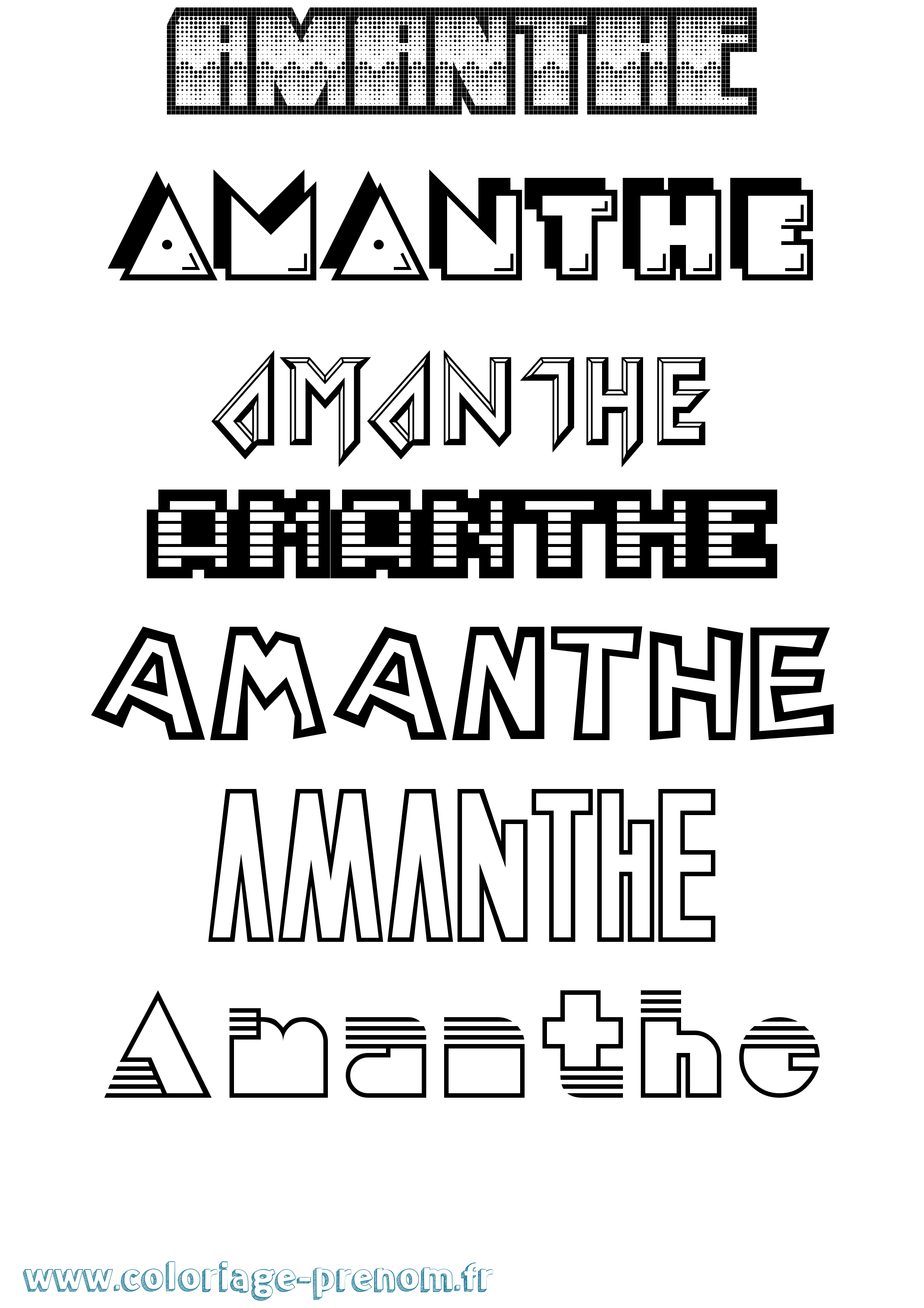 Coloriage Amanthe Jeux Vidéos Coloriage prénom Amanthe Jeux Vidéos