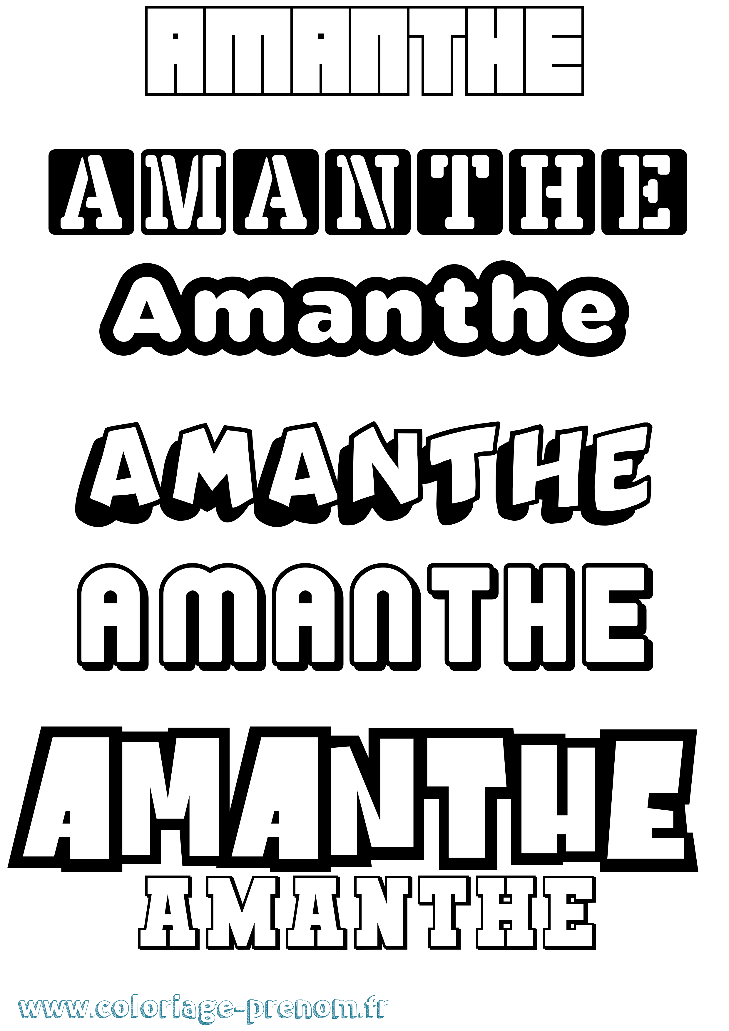 Coloriage prénom Amanthe Simple