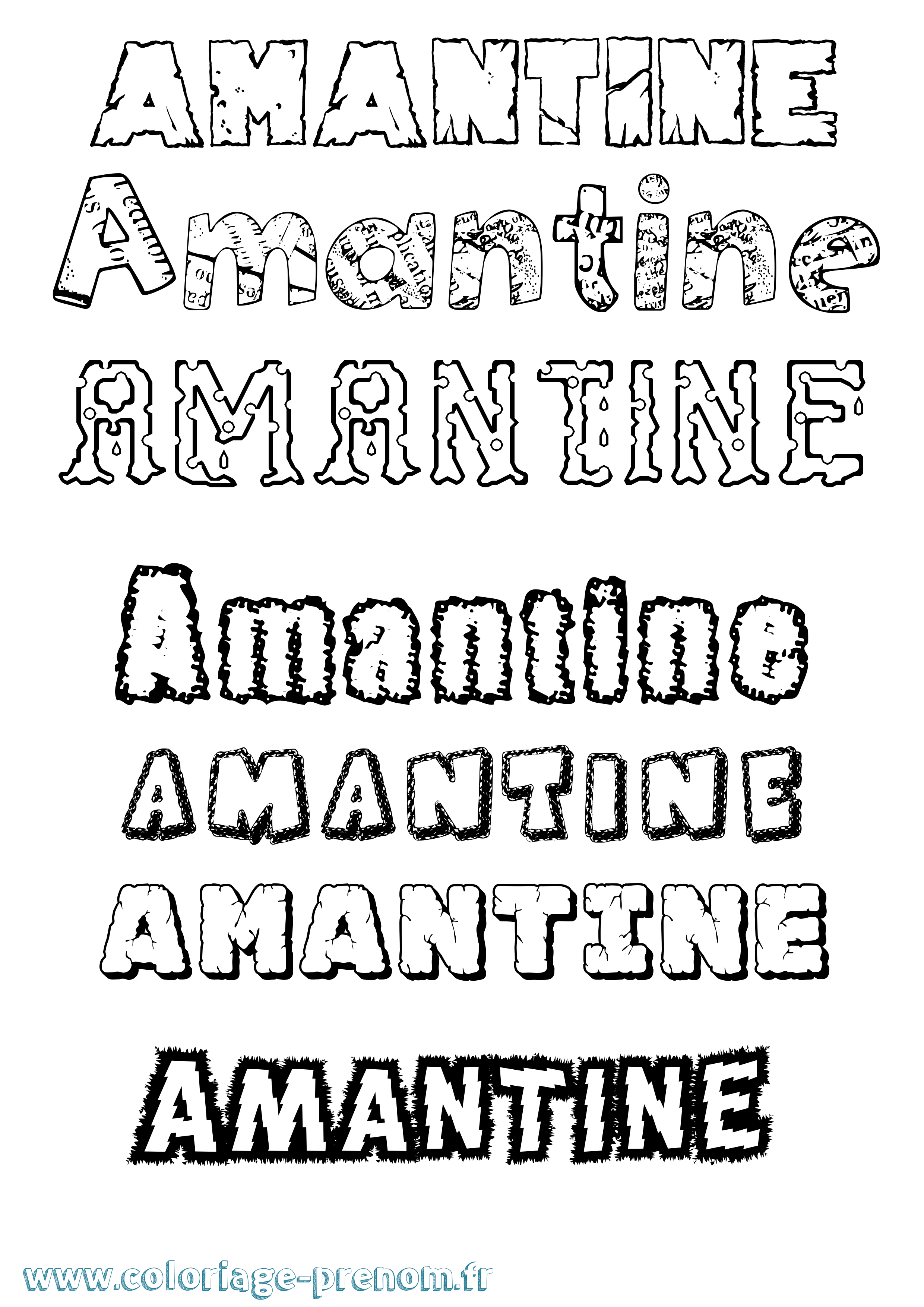 Coloriage prénom Amantine Destructuré