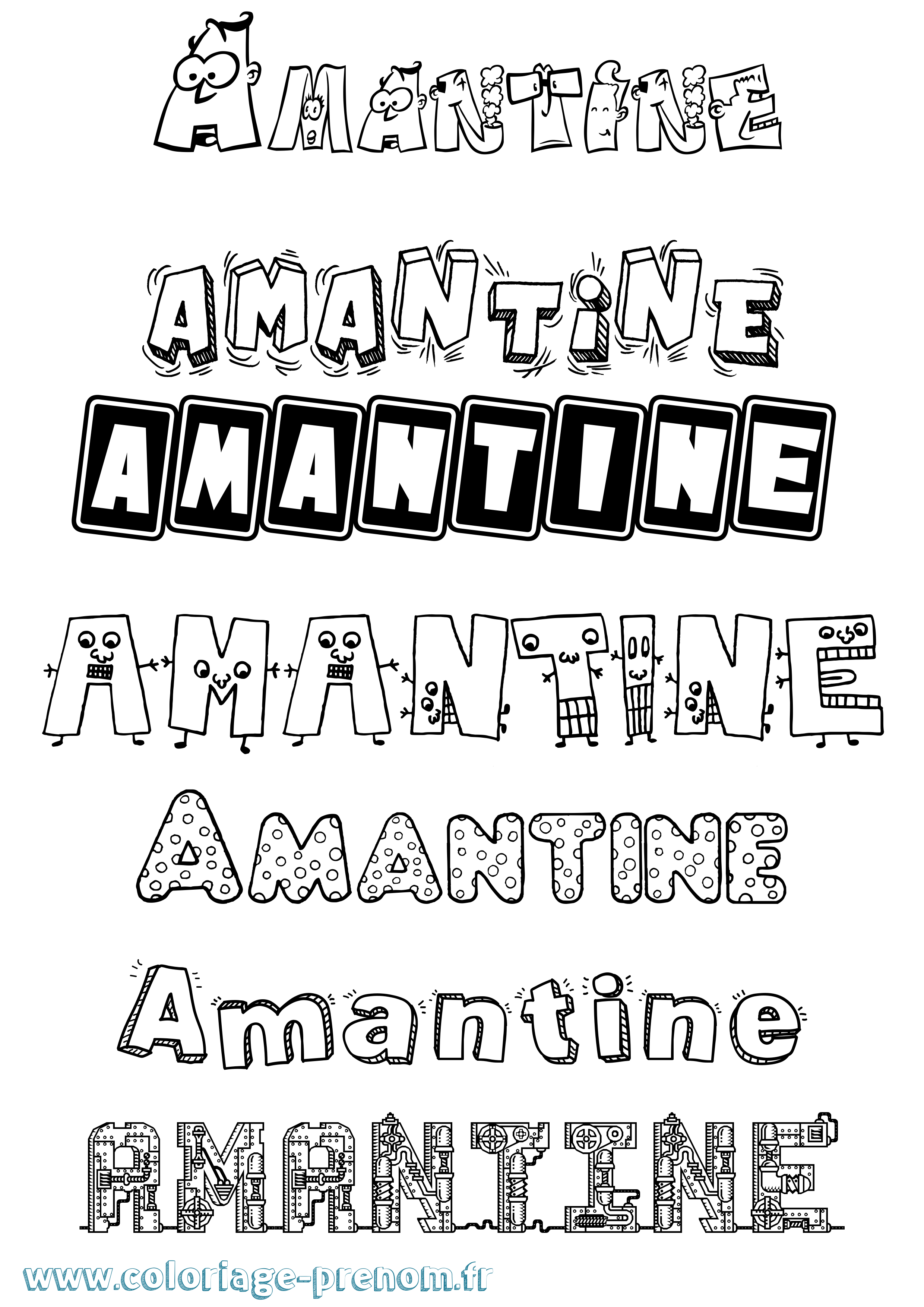 Coloriage prénom Amantine Fun