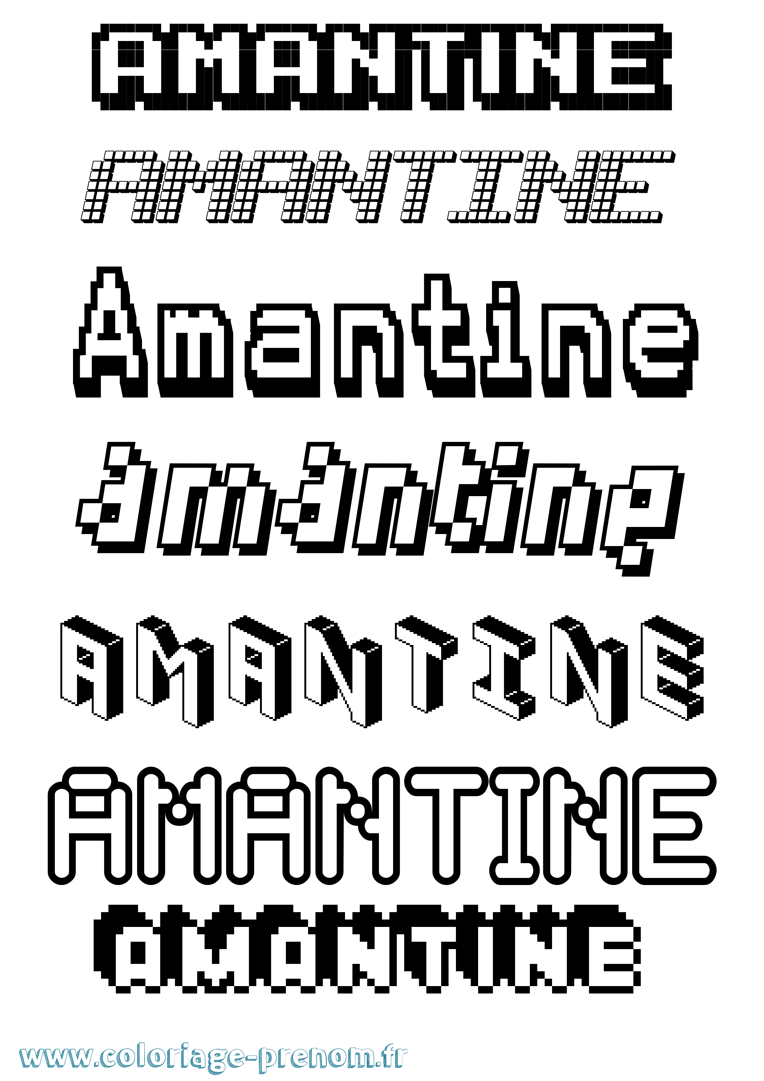 Coloriage prénom Amantine Pixel