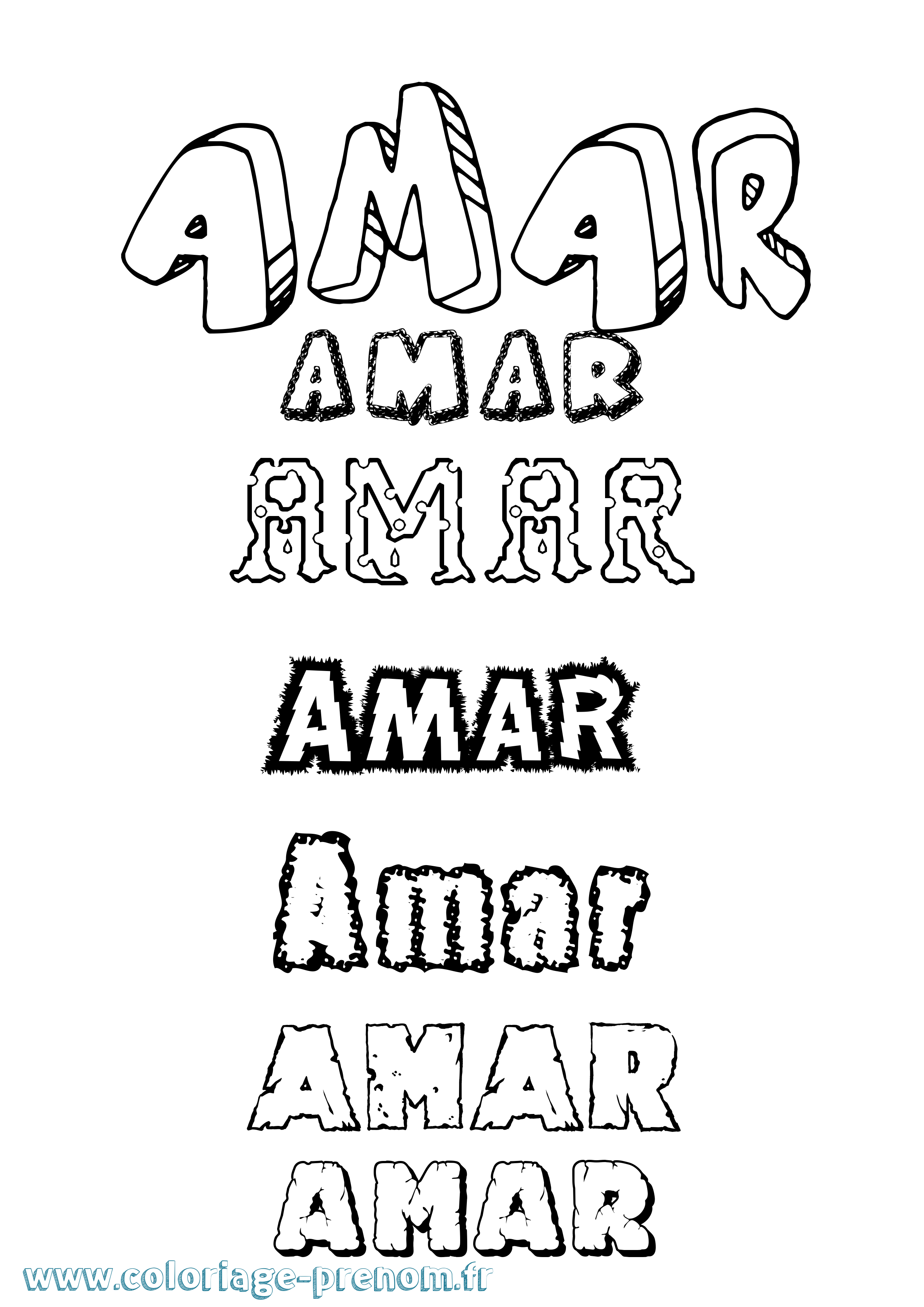 Coloriage Amar Destructuré Coloriage prénom Amar Destructuré