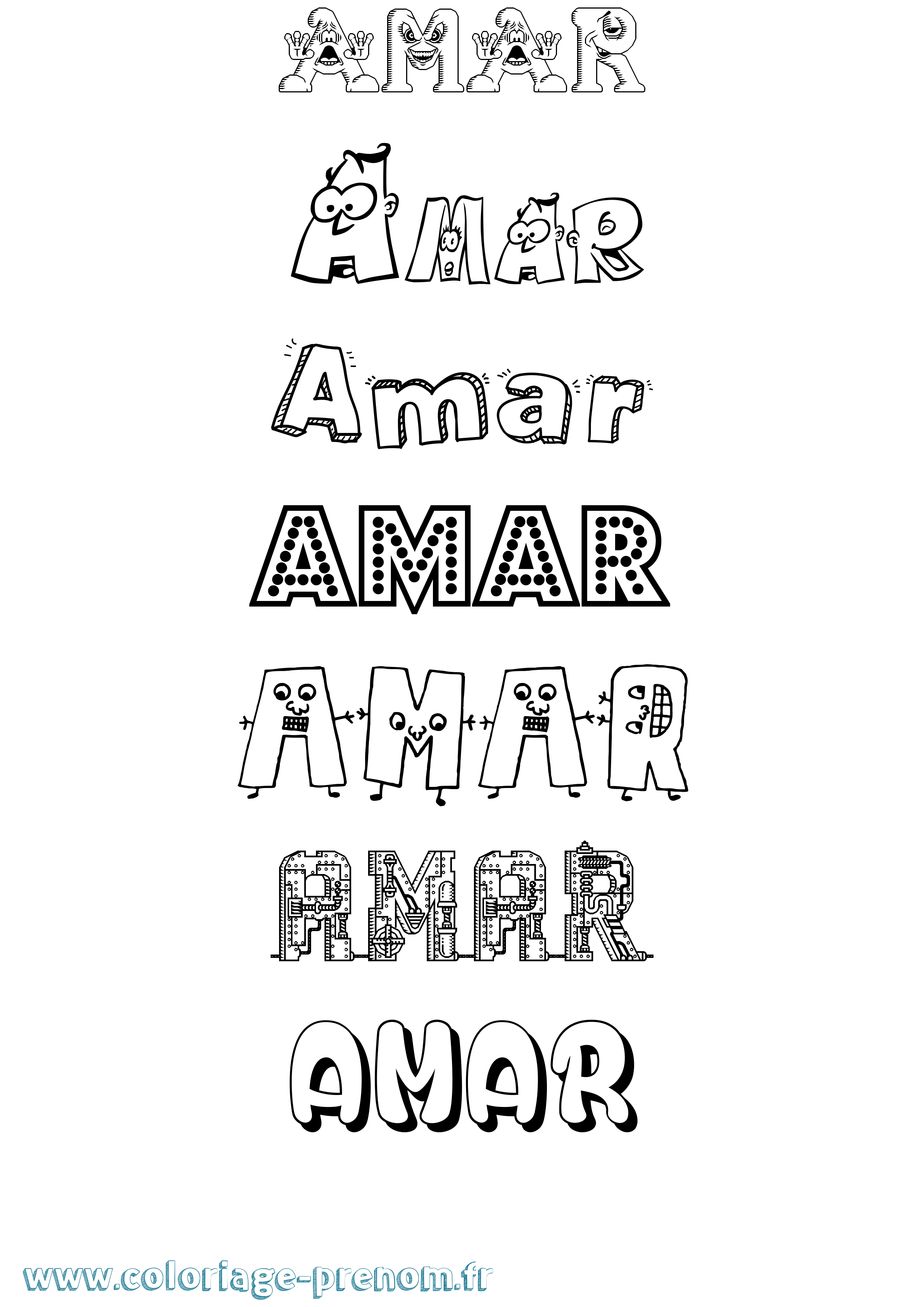 Coloriage Amar Fun Coloriage prénom Amar Fun