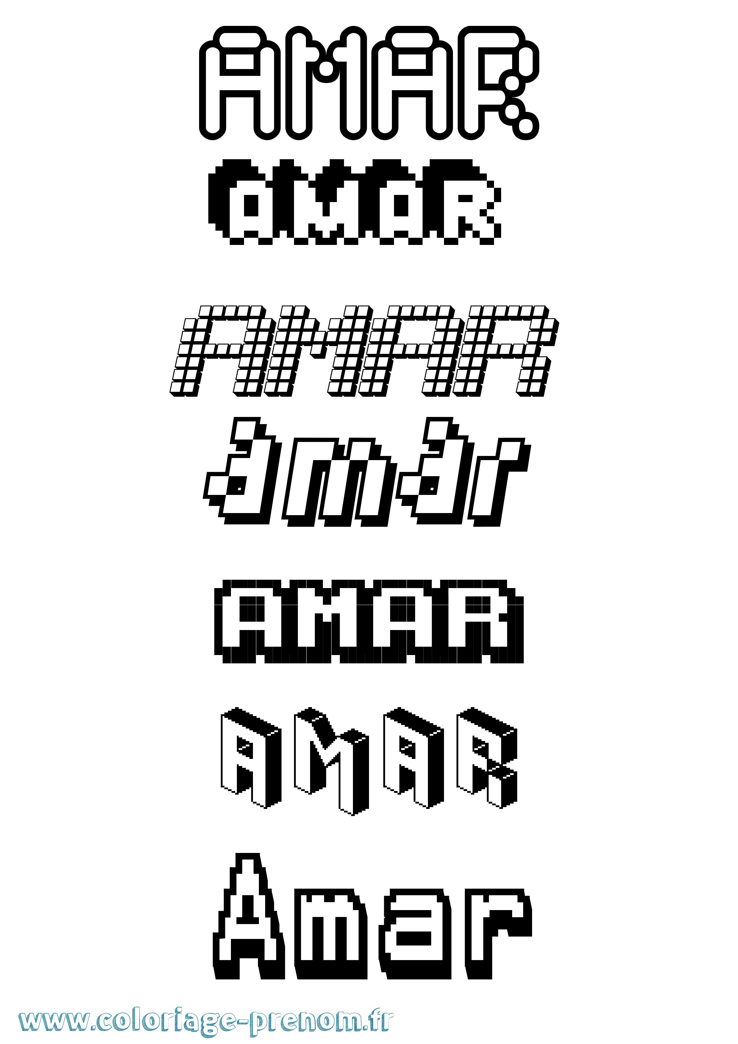 Coloriage Amar Pixel Coloriage prénom Amar Pixel