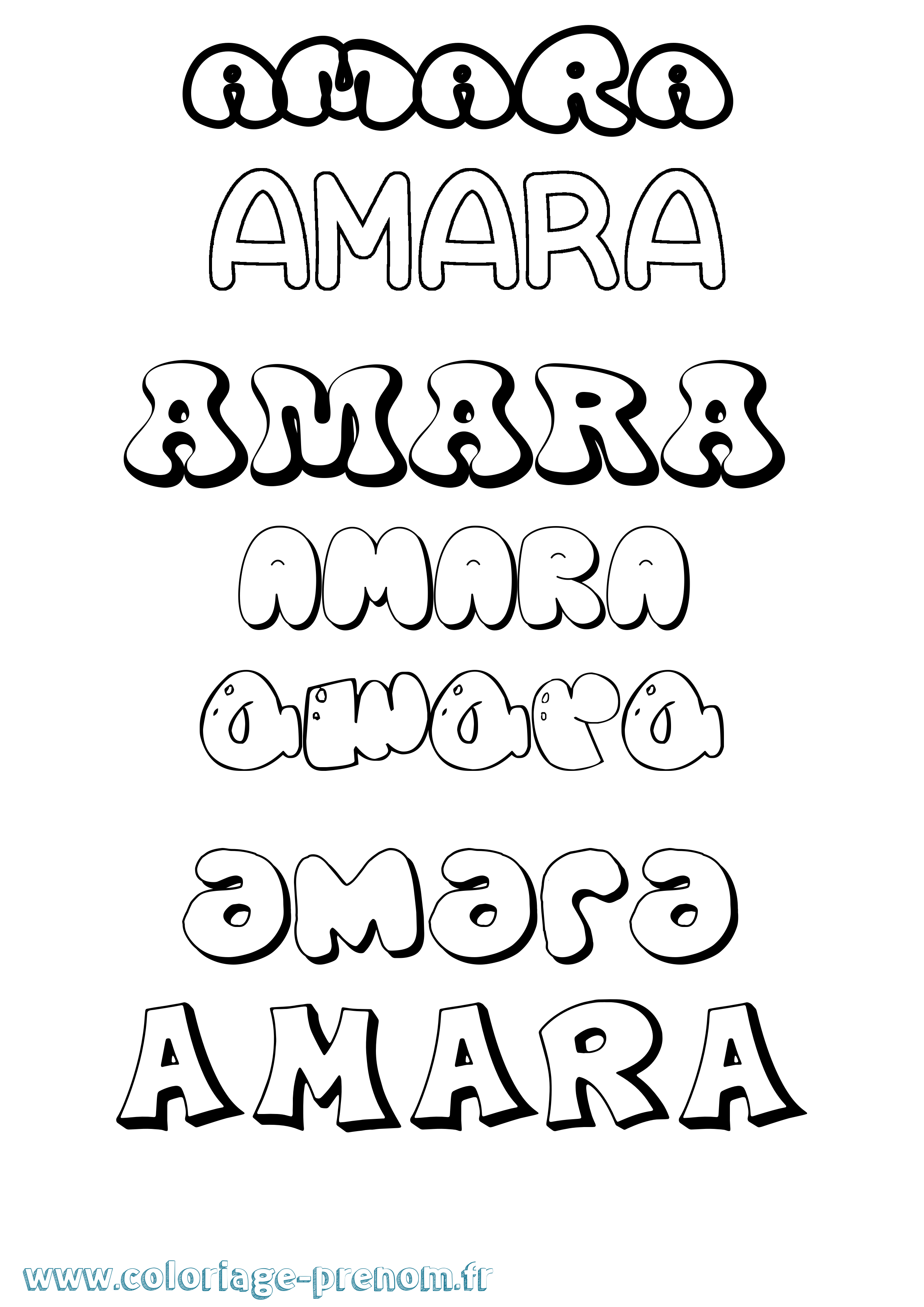 Coloriage prénom Amara Bubble