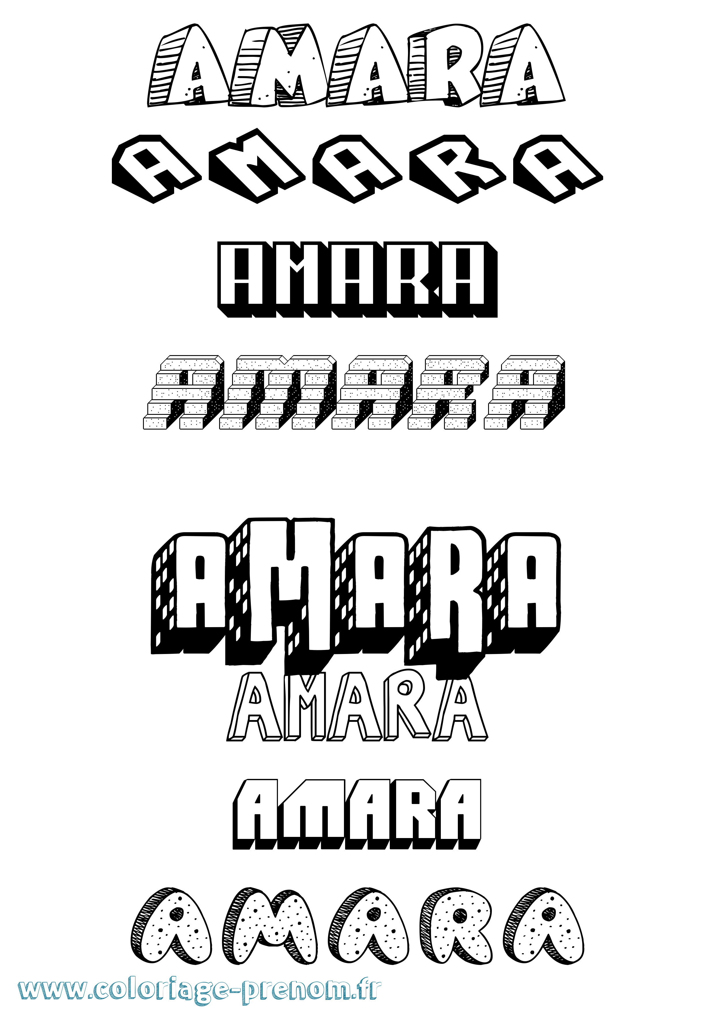 Coloriage prénom Amara Effet 3D