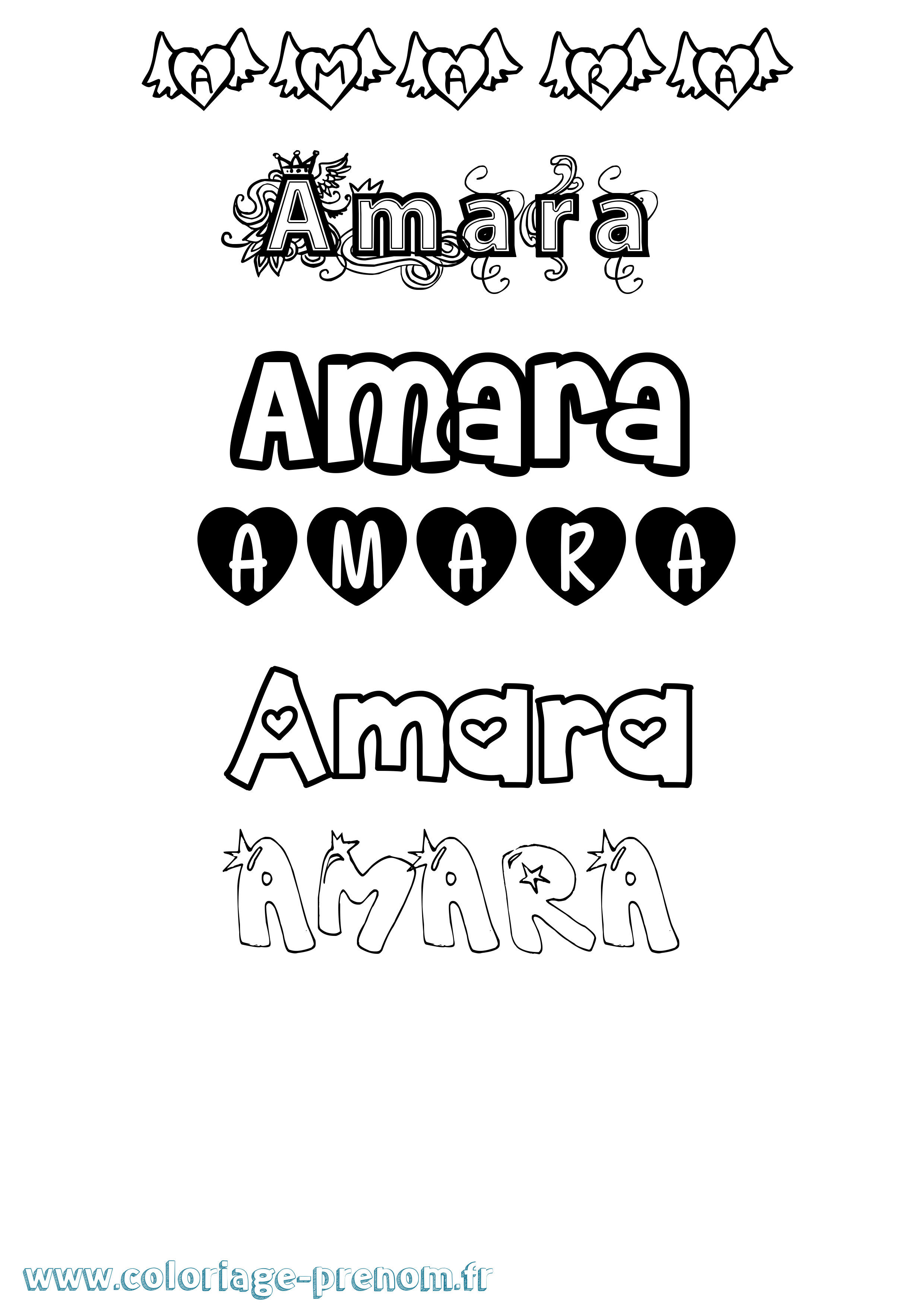 Coloriage prénom Amara Girly