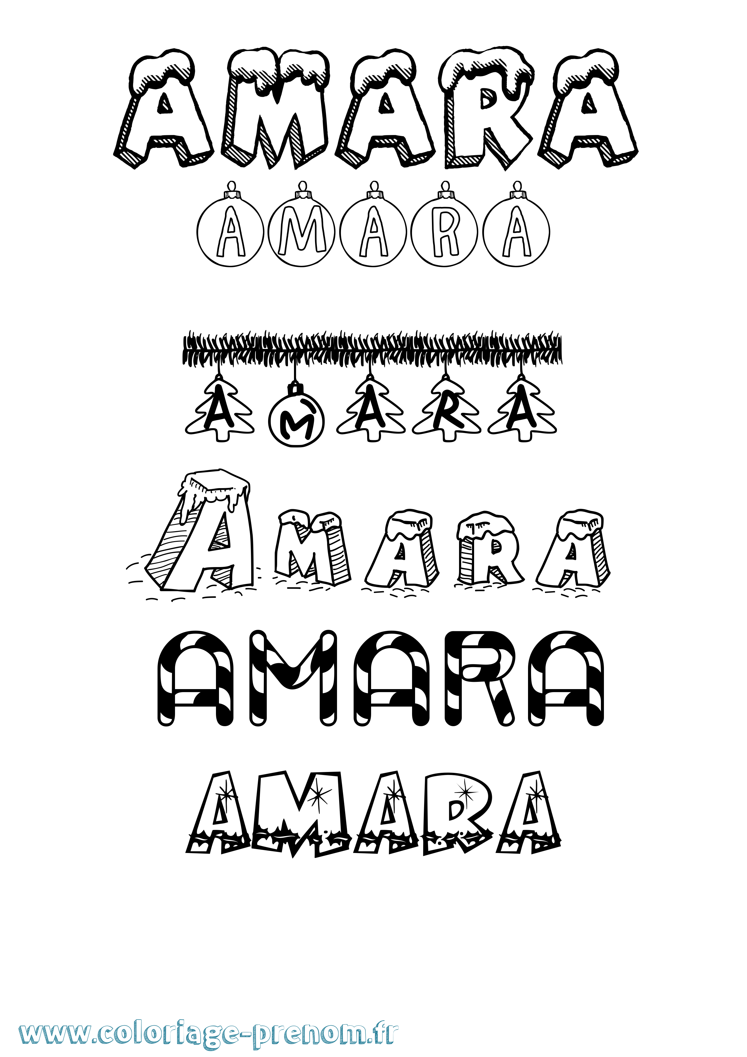 Coloriage prénom Amara Noël