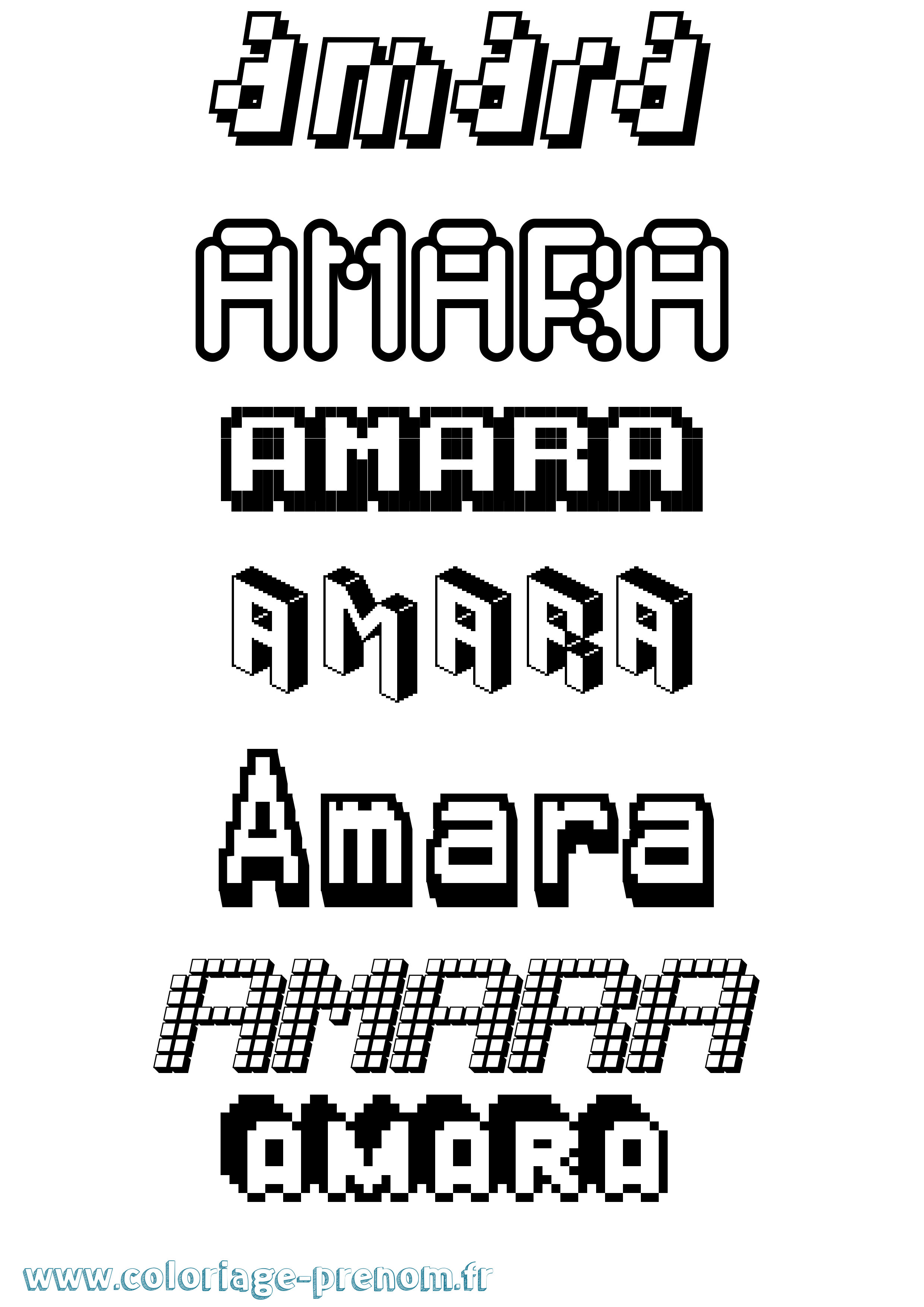 Coloriage prénom Amara Pixel