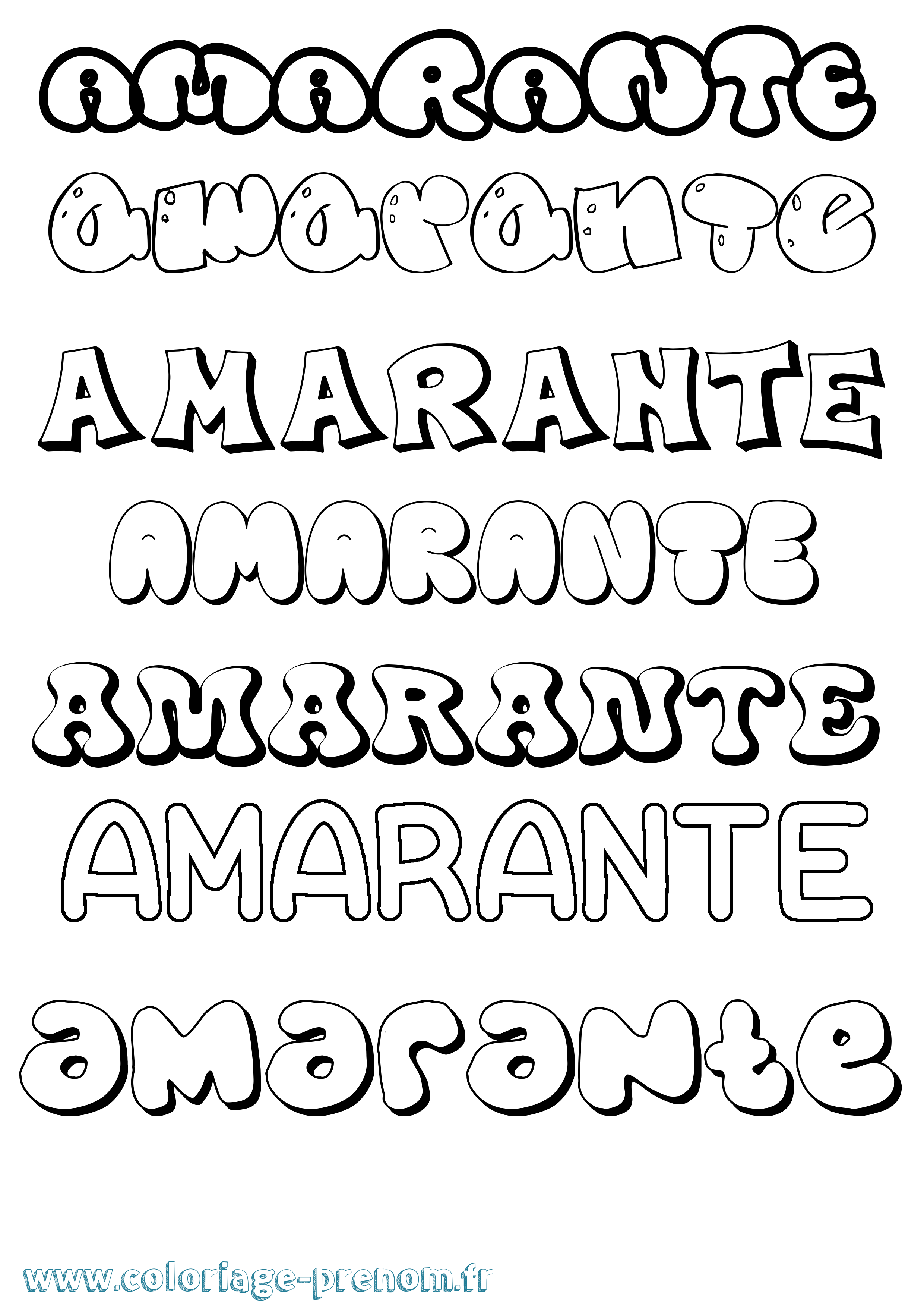 Coloriage prénom Amarante Bubble