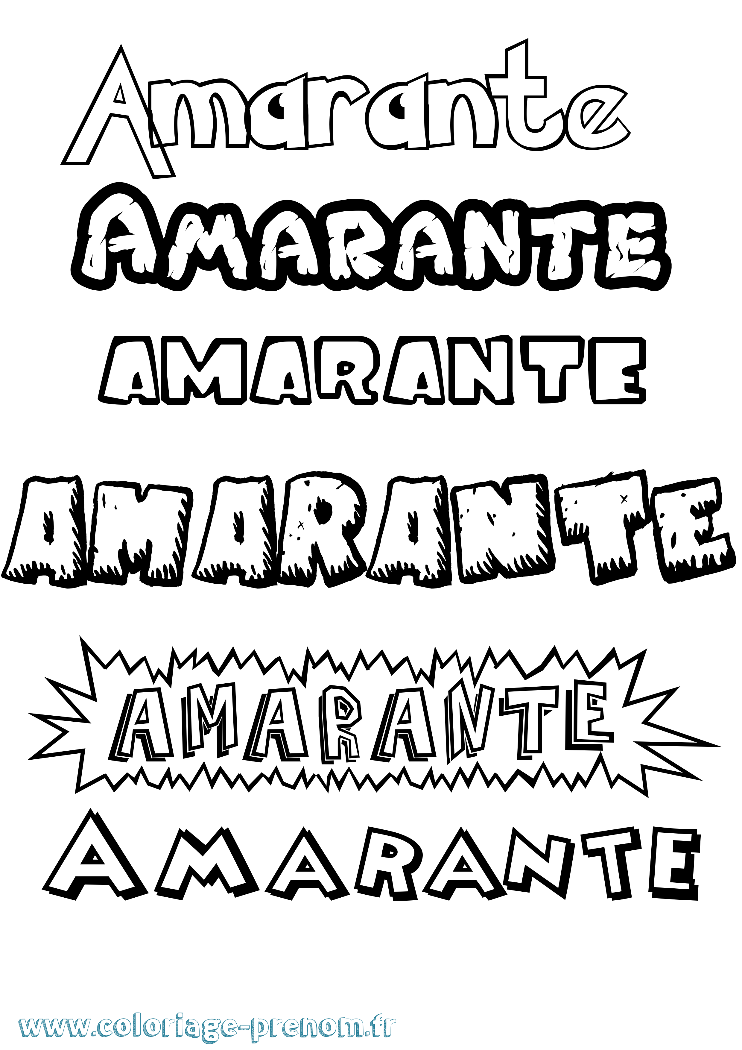 Coloriage prénom Amarante Dessin Animé