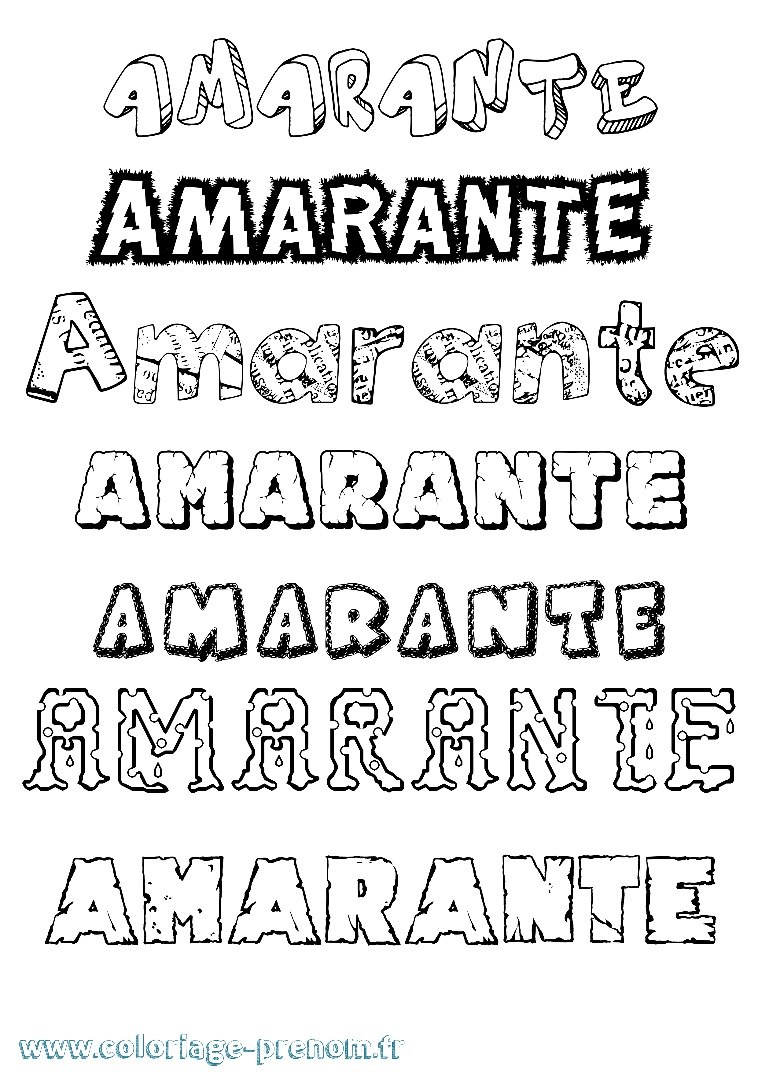 Coloriage prénom Amarante Destructuré
