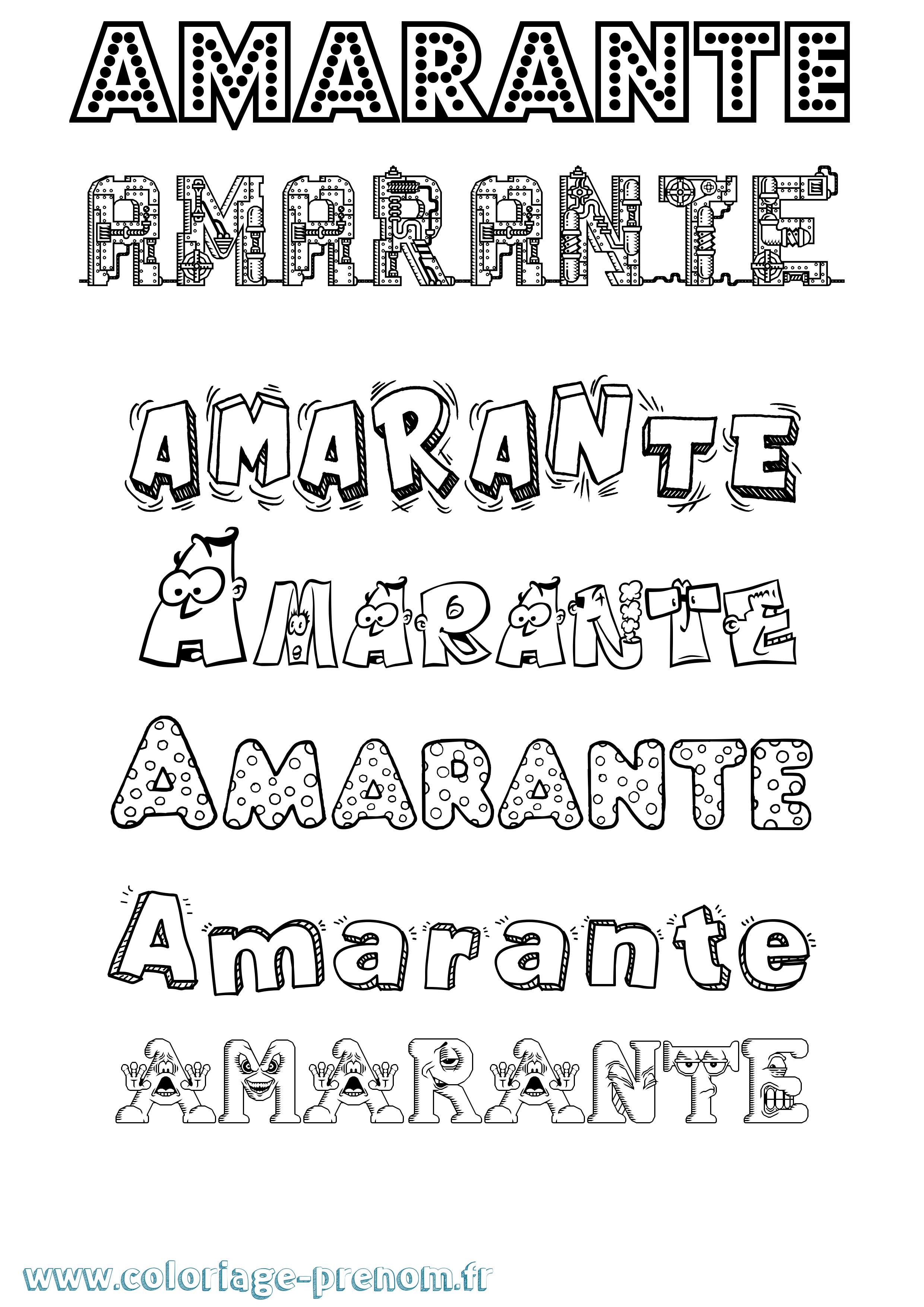 Coloriage prénom Amarante Fun