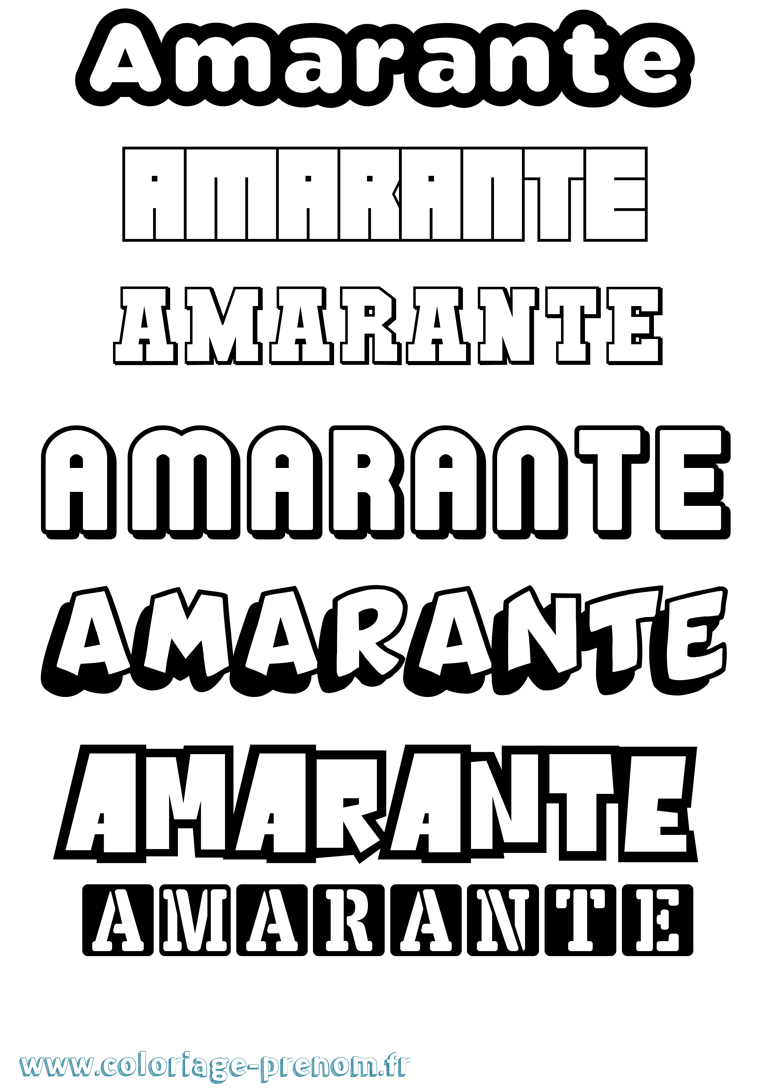 Coloriage prénom Amarante Simple