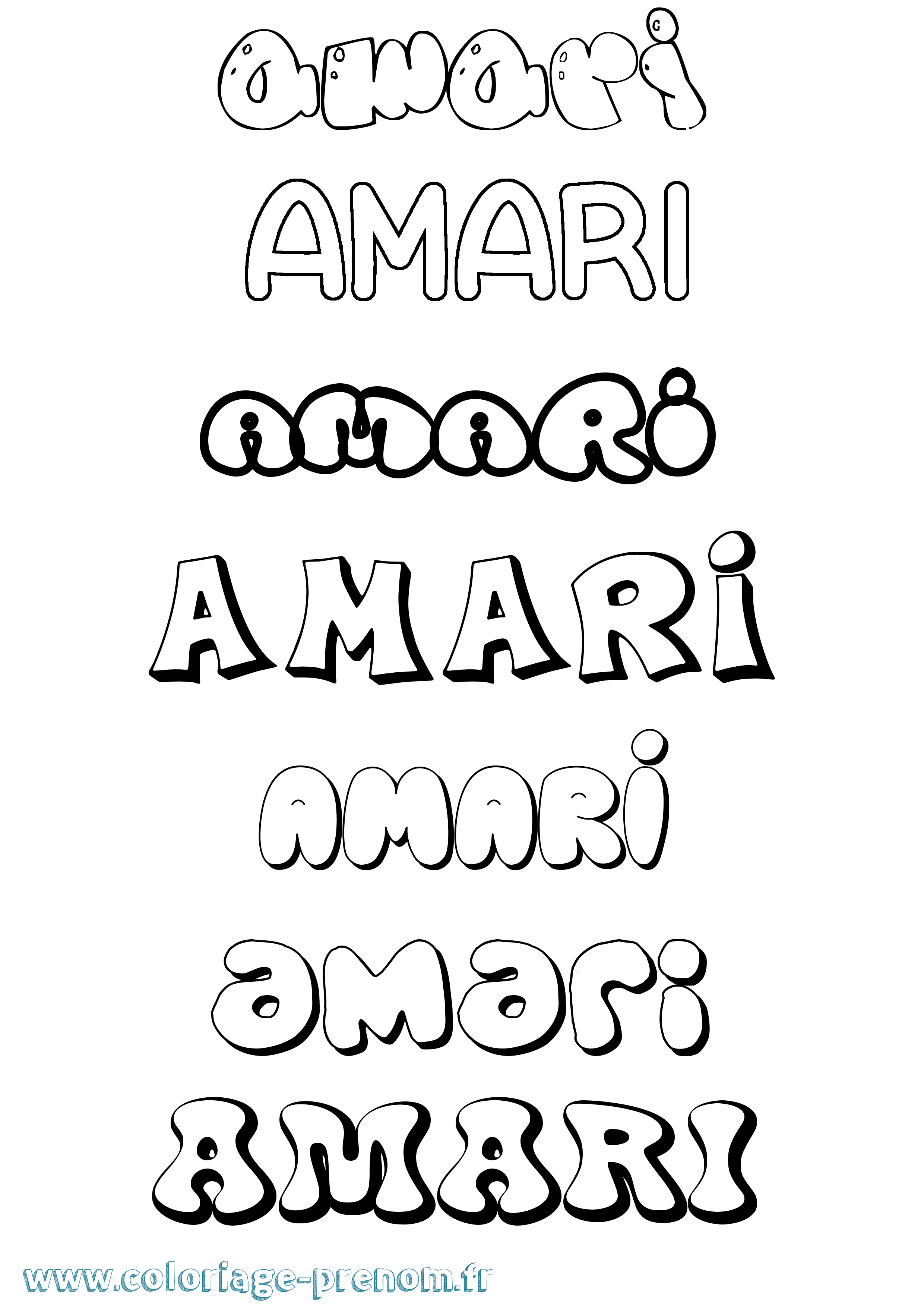 Coloriage prénom Amari Bubble