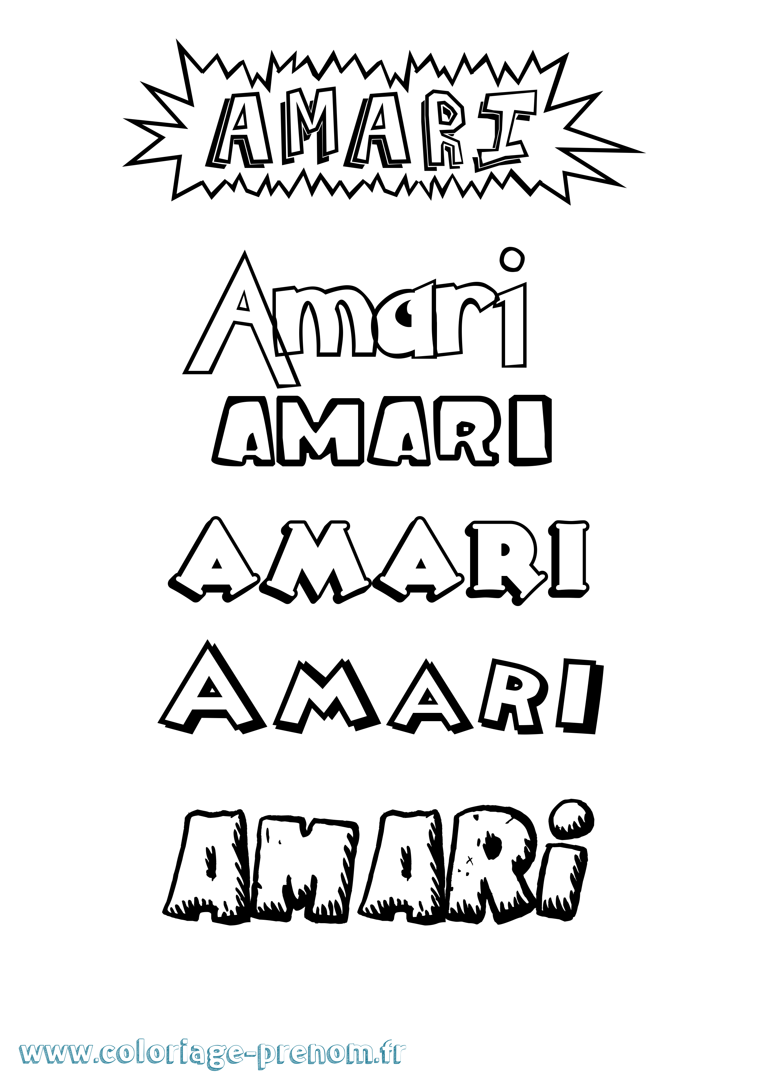 Coloriage prénom Amari Dessin Animé